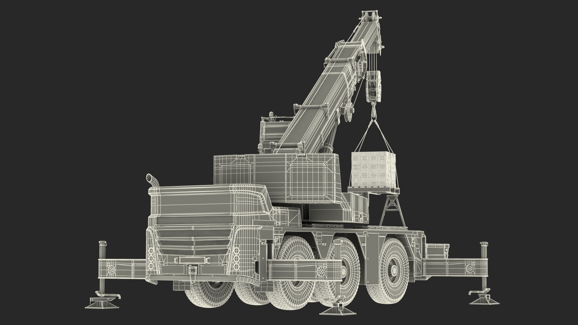 3D model Mobile Crane Liebherr with Bricks Rigged