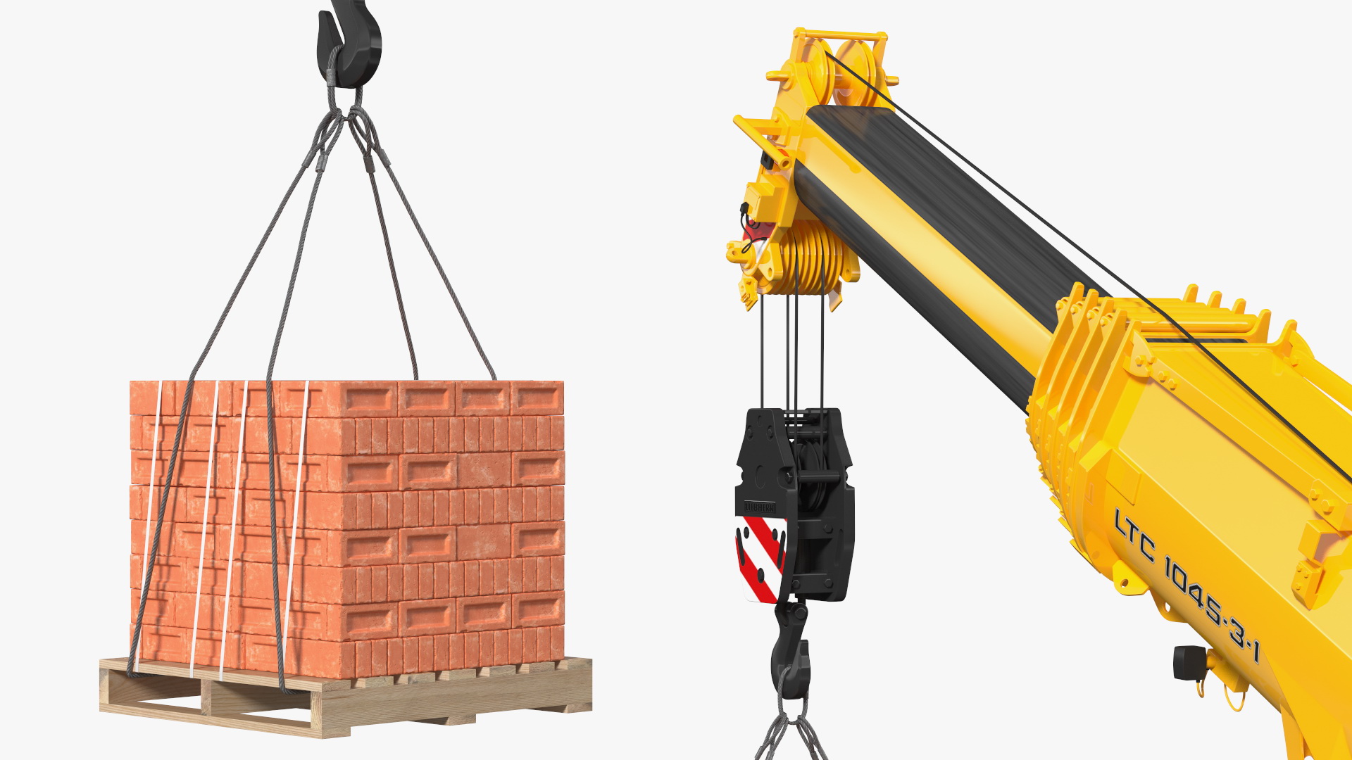 3D model Mobile Crane Liebherr with Bricks Rigged