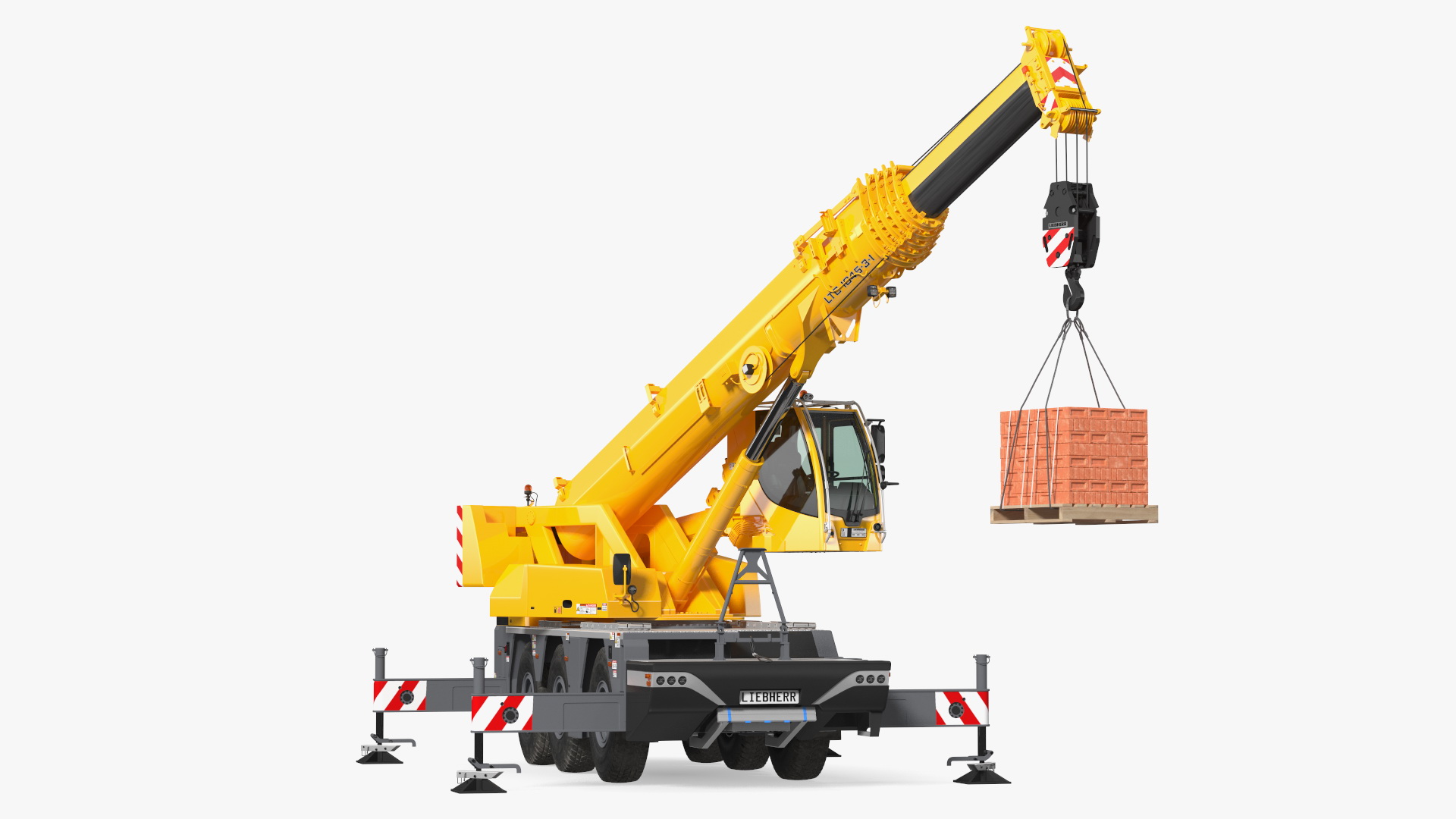 3D model Mobile Crane Liebherr with Bricks Rigged
