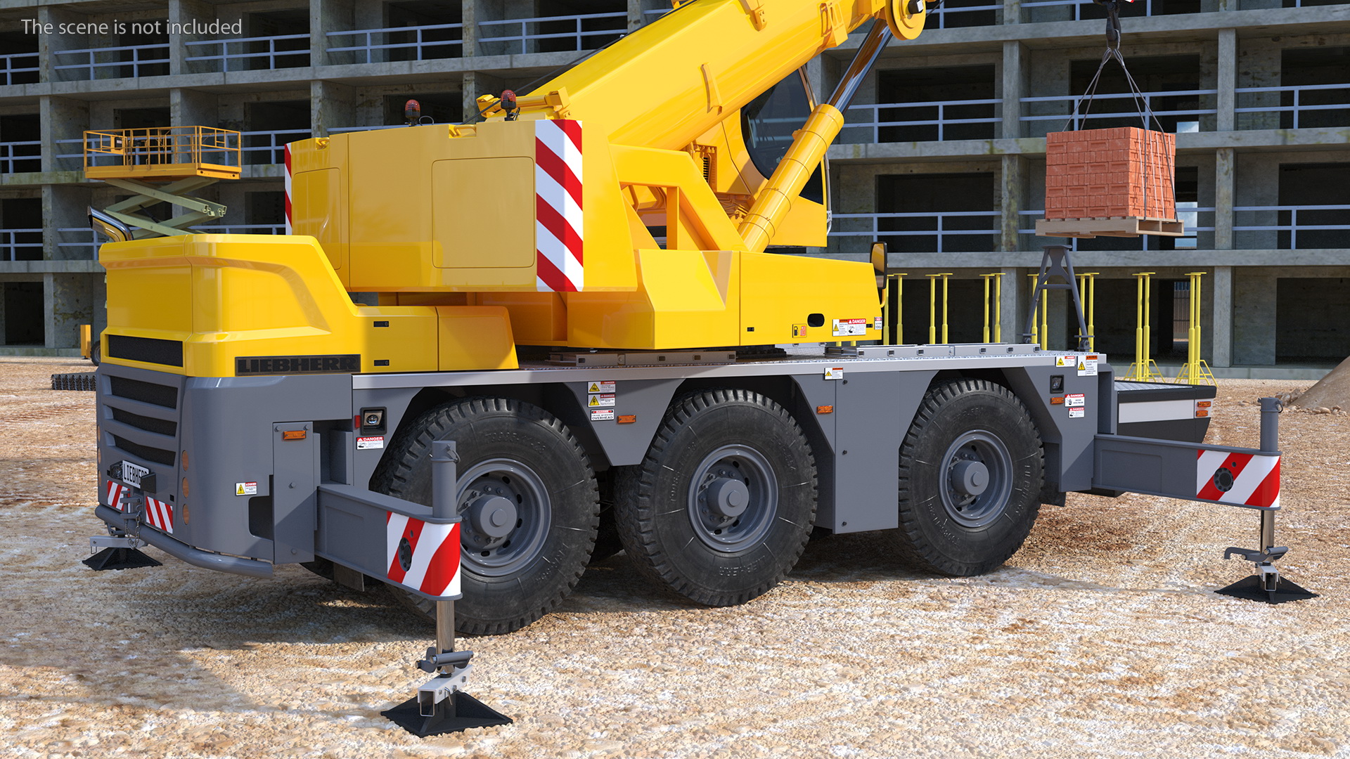 3D model Mobile Crane Liebherr with Bricks Rigged