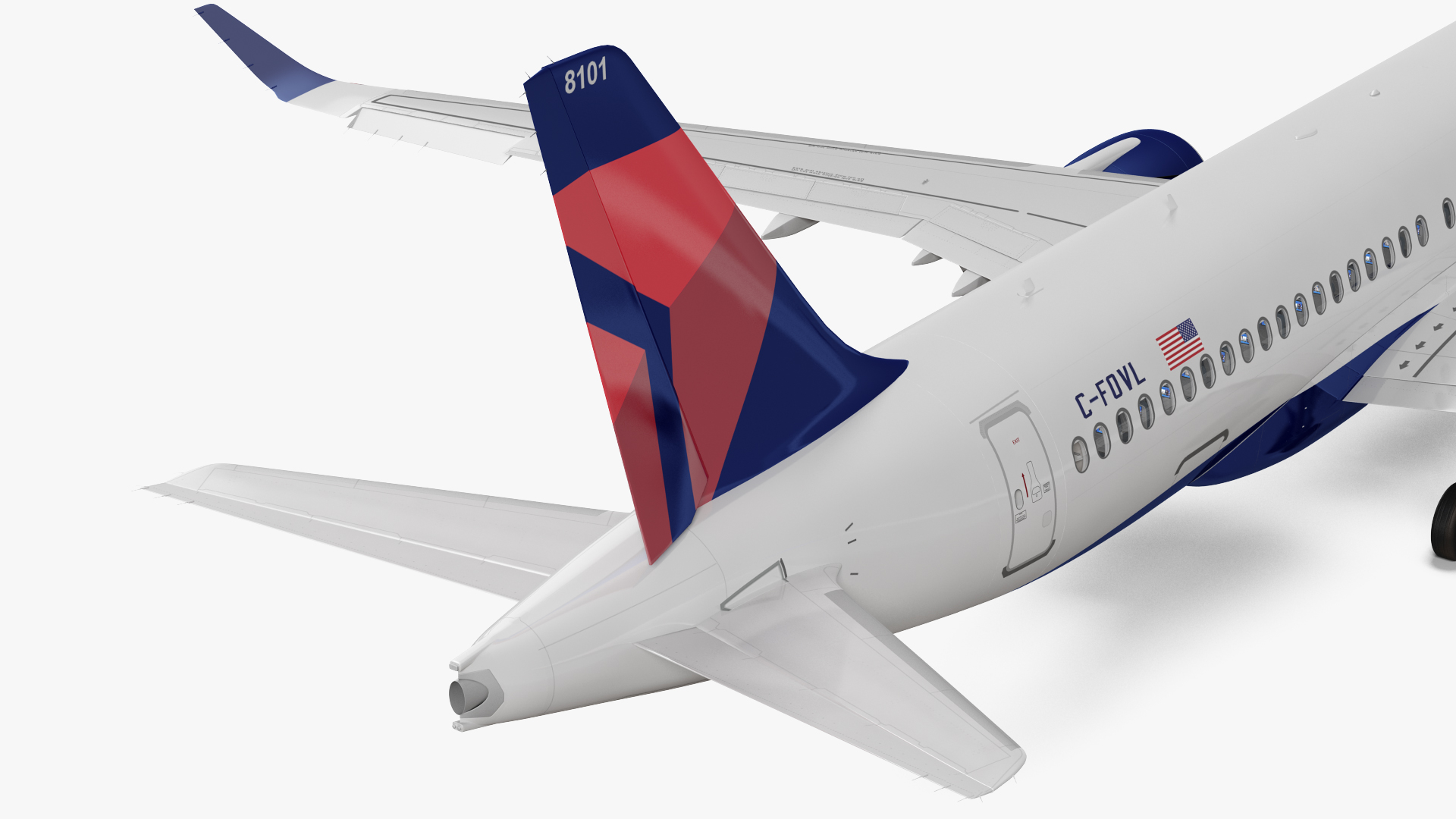 3D Airbus A220 100 Delta Detailed Interior Rigged