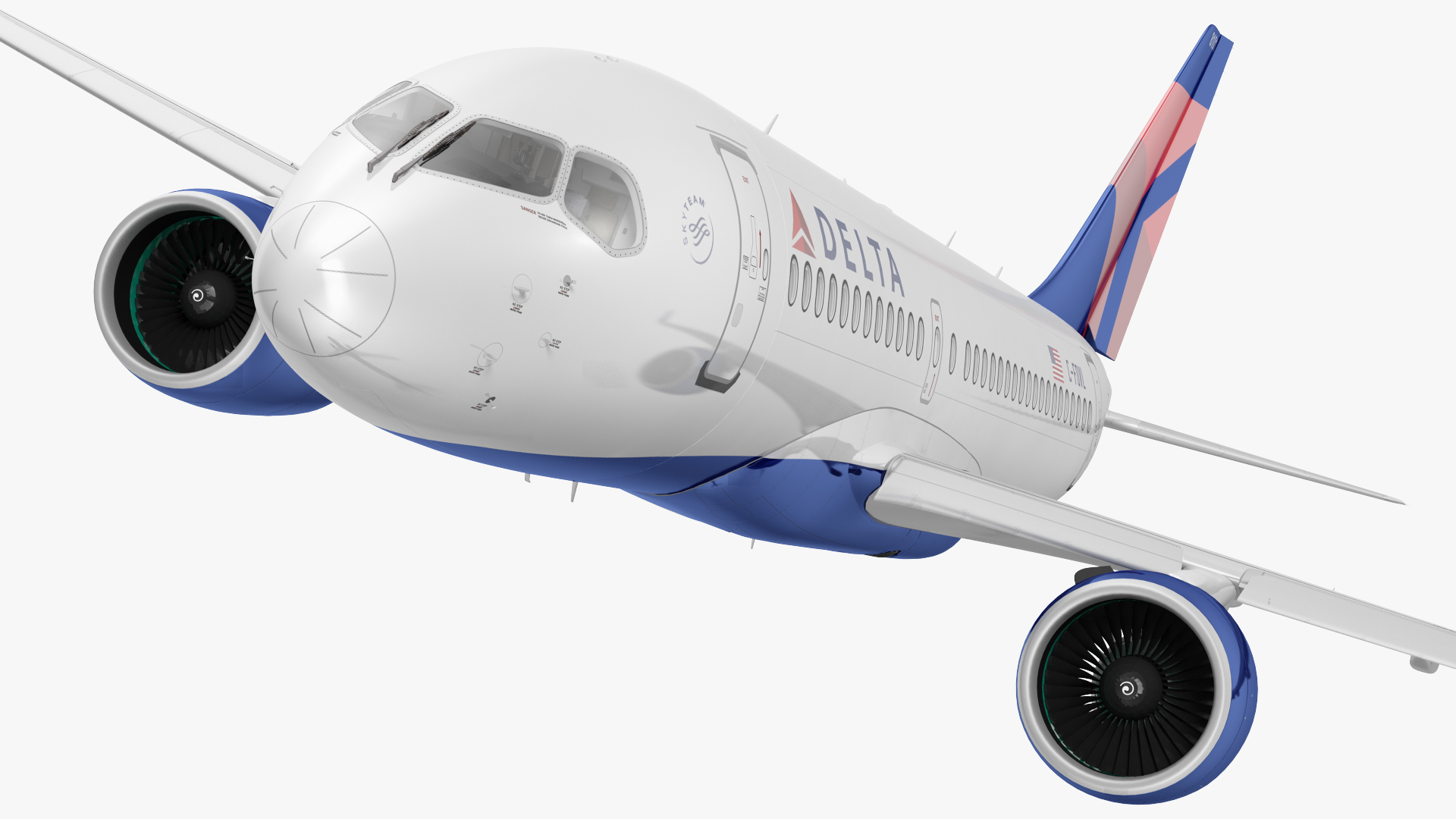 3D Airbus A220 100 Delta Detailed Interior Rigged