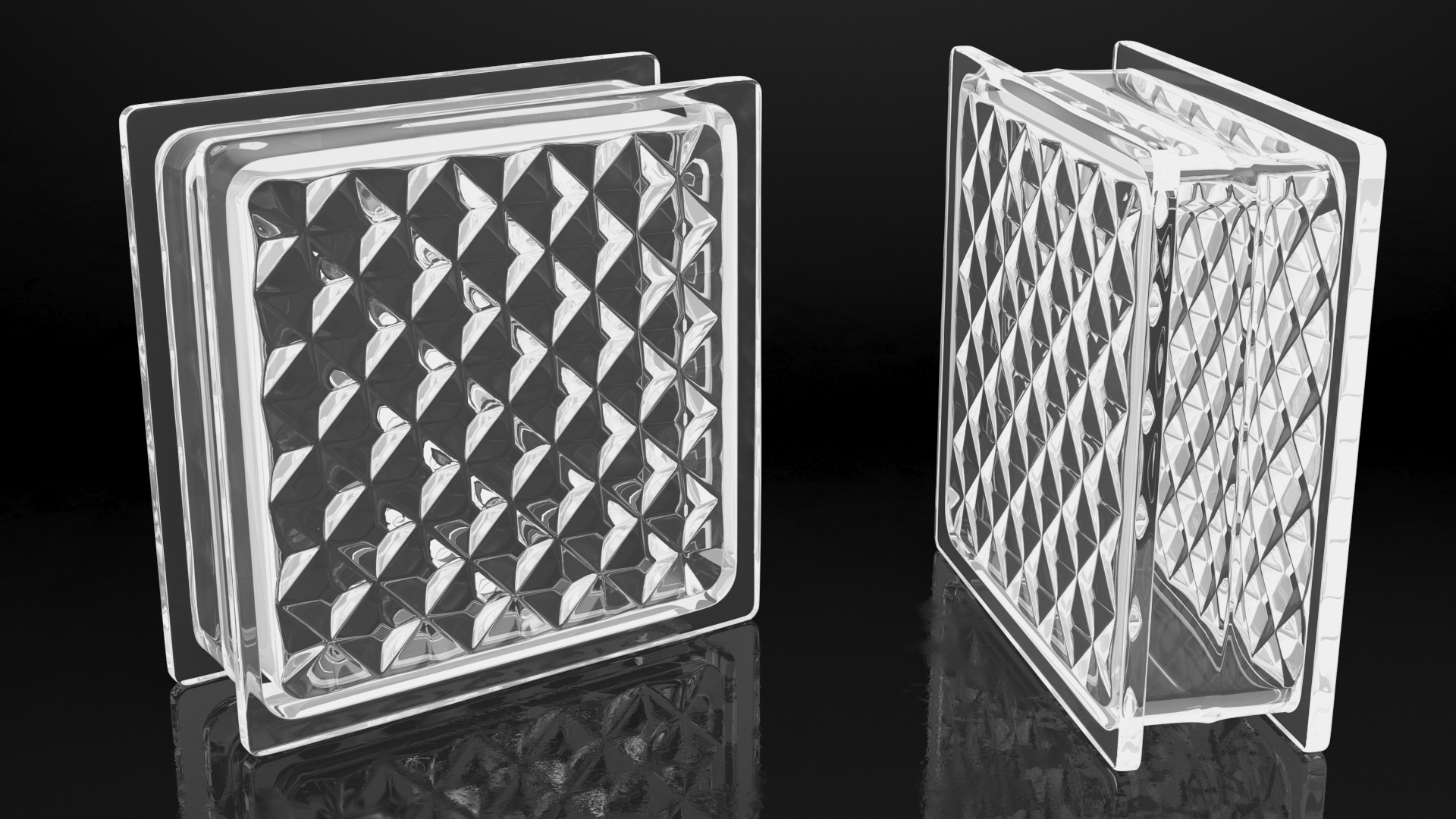 3D Clear Glass Block Diamond Pattern model