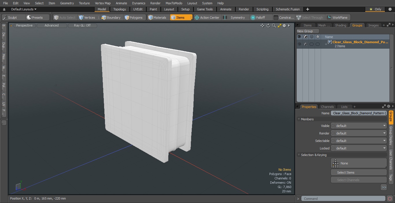 3D Clear Glass Block Diamond Pattern model