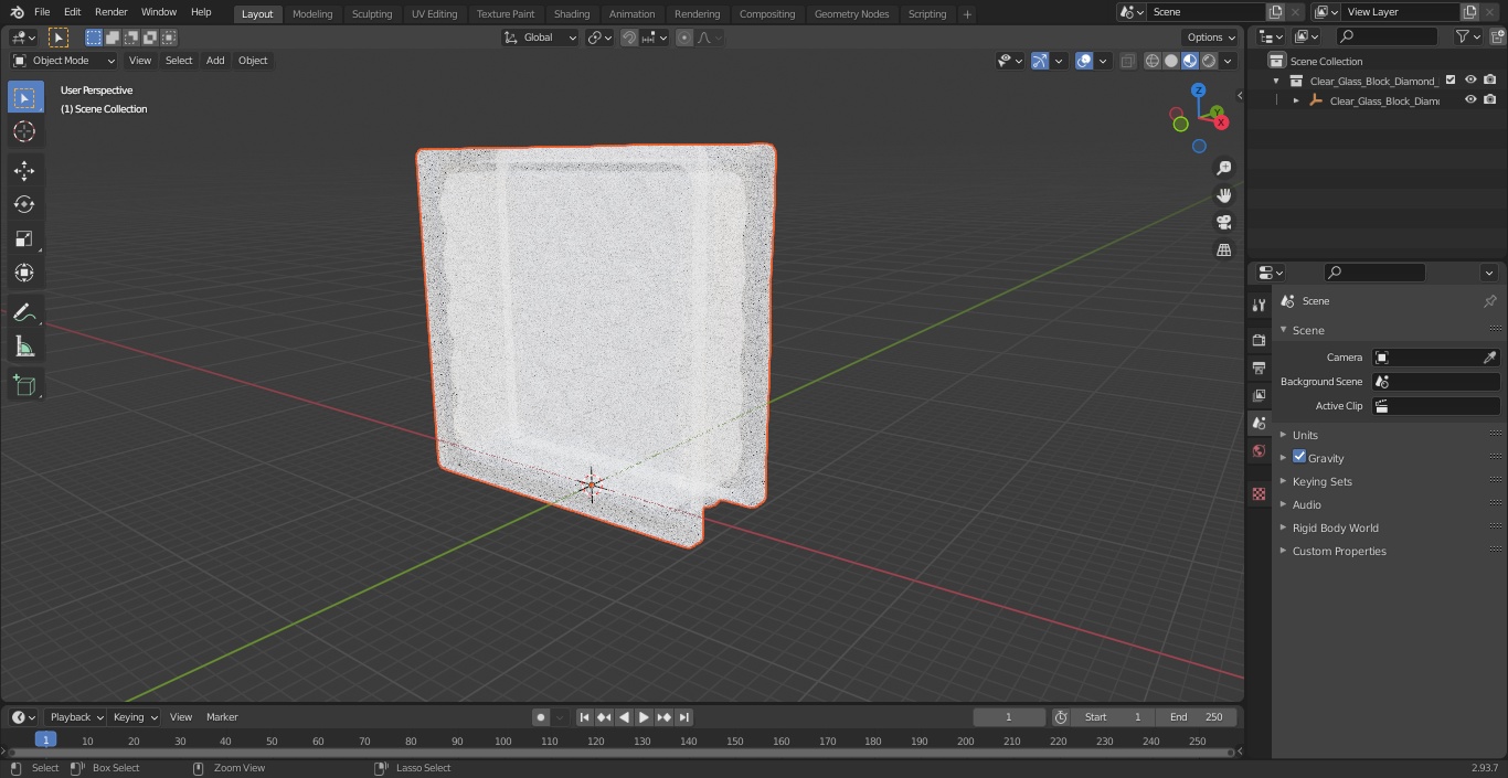 3D Clear Glass Block Diamond Pattern model