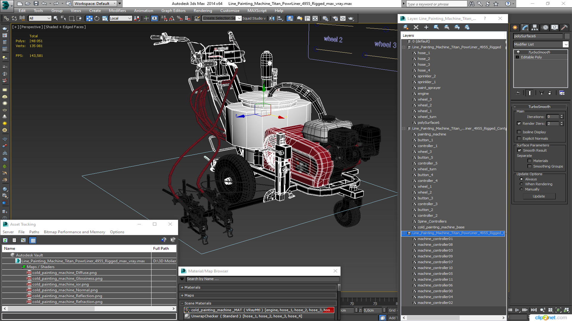 Line Painting Machine Titan PowrLiner 4955 Rigged 3D model