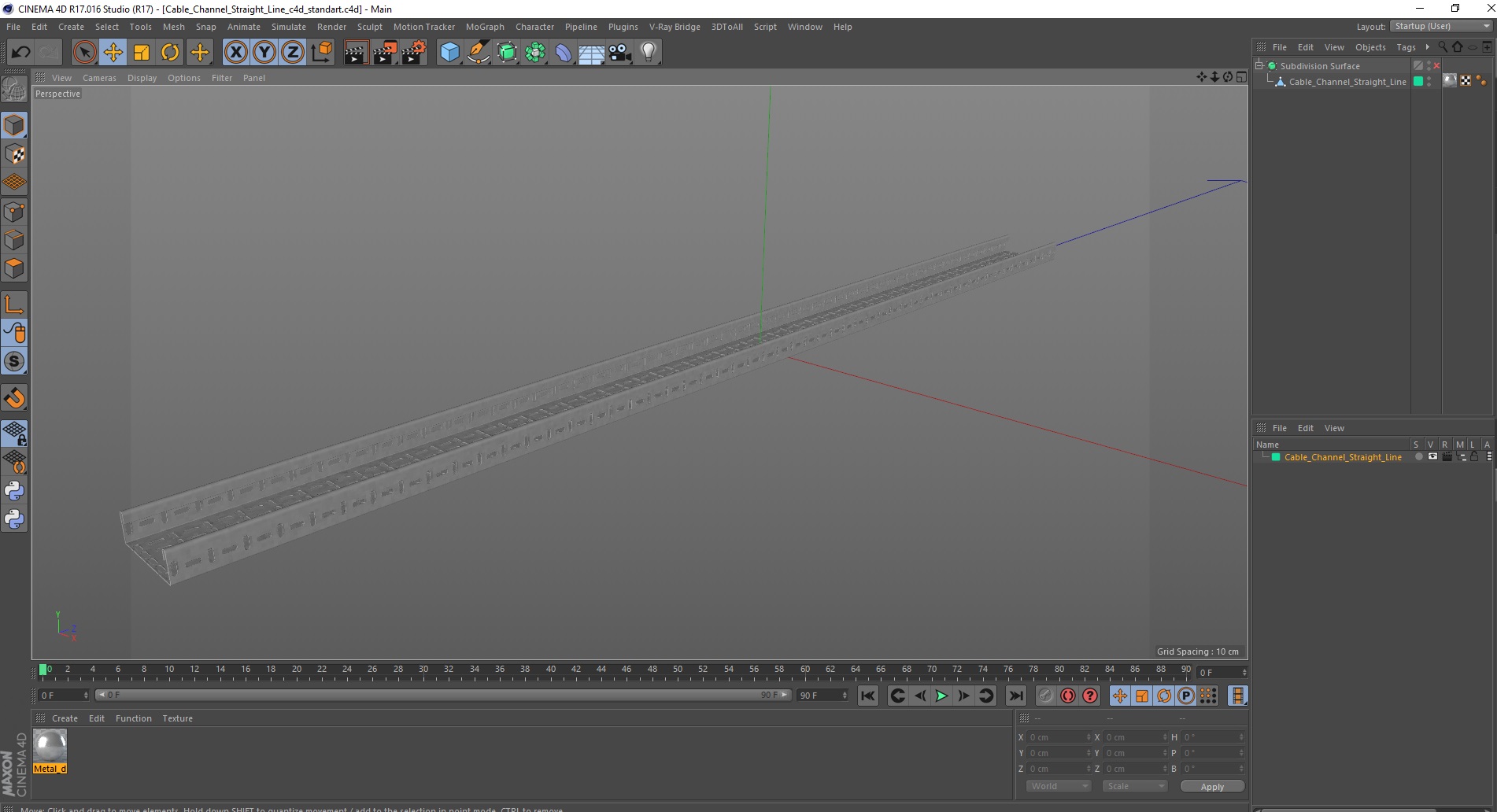 Cable Channel Straight Line 3D