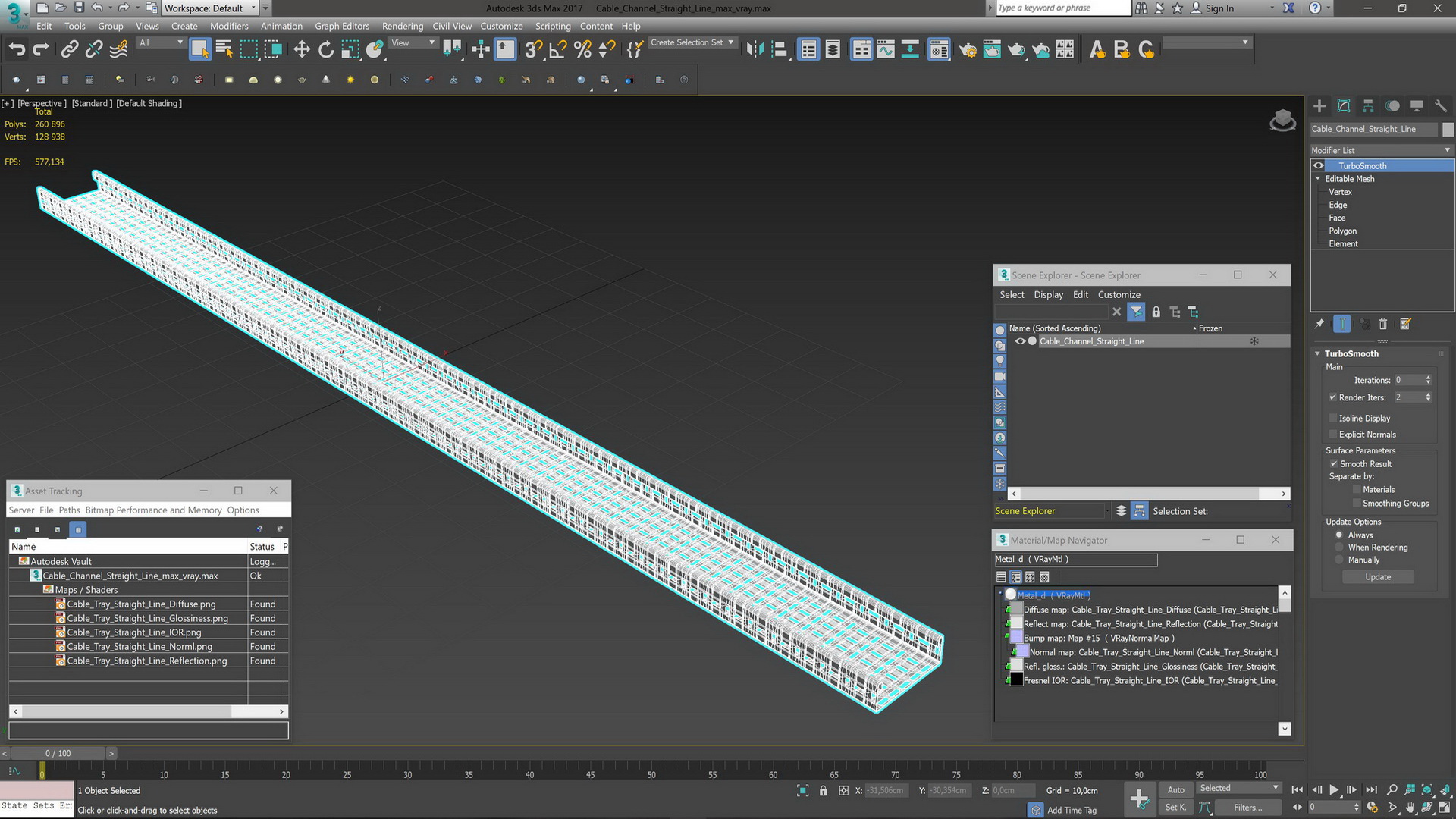 Cable Channel Straight Line 3D