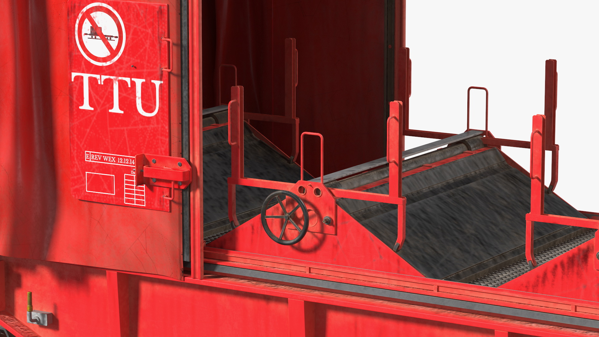 DB Cargo Coil Transporter Tarpaulin Freight Wagon Opened Dirty 3D