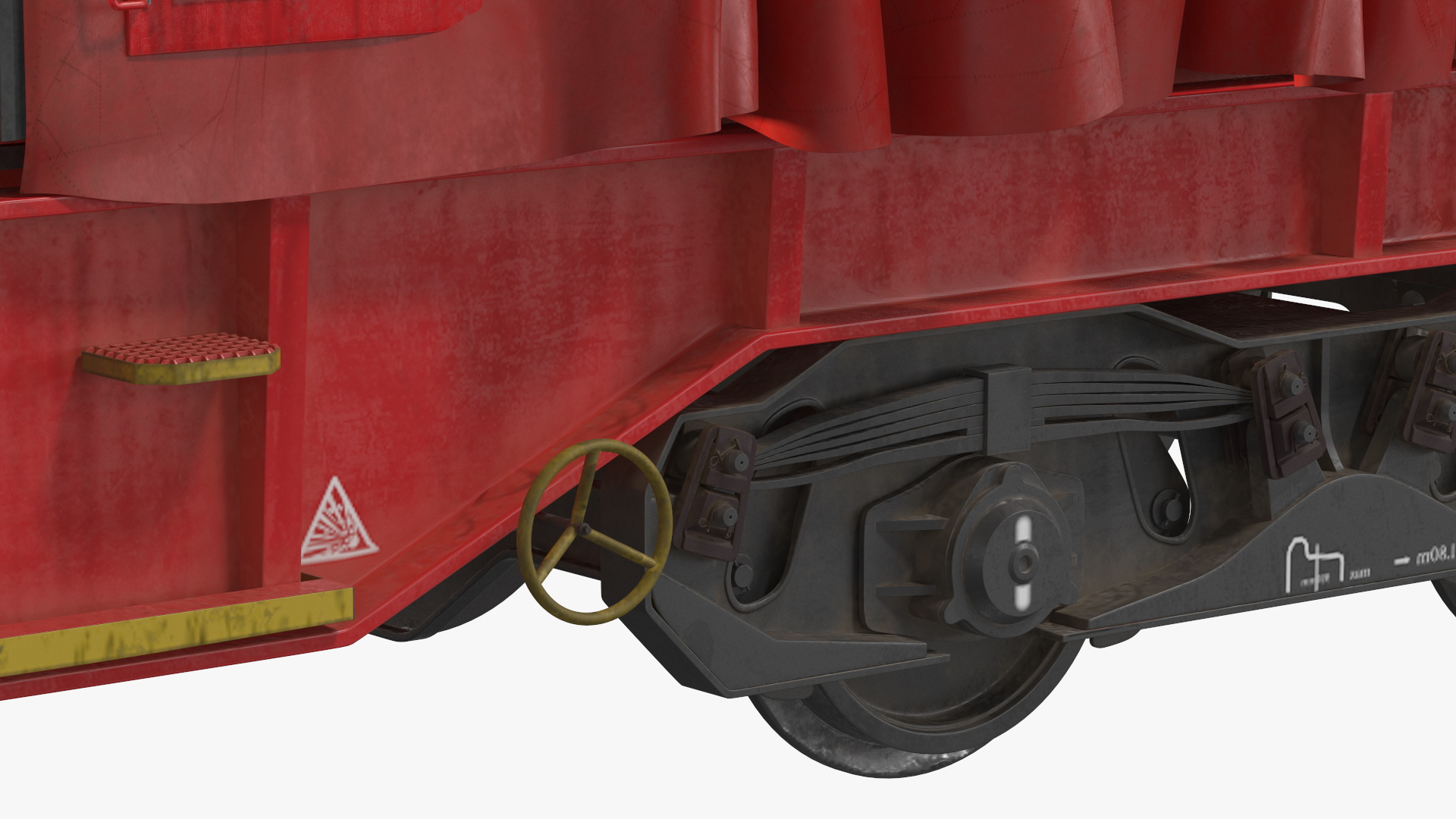 DB Cargo Coil Transporter Tarpaulin Freight Wagon Opened Dirty 3D