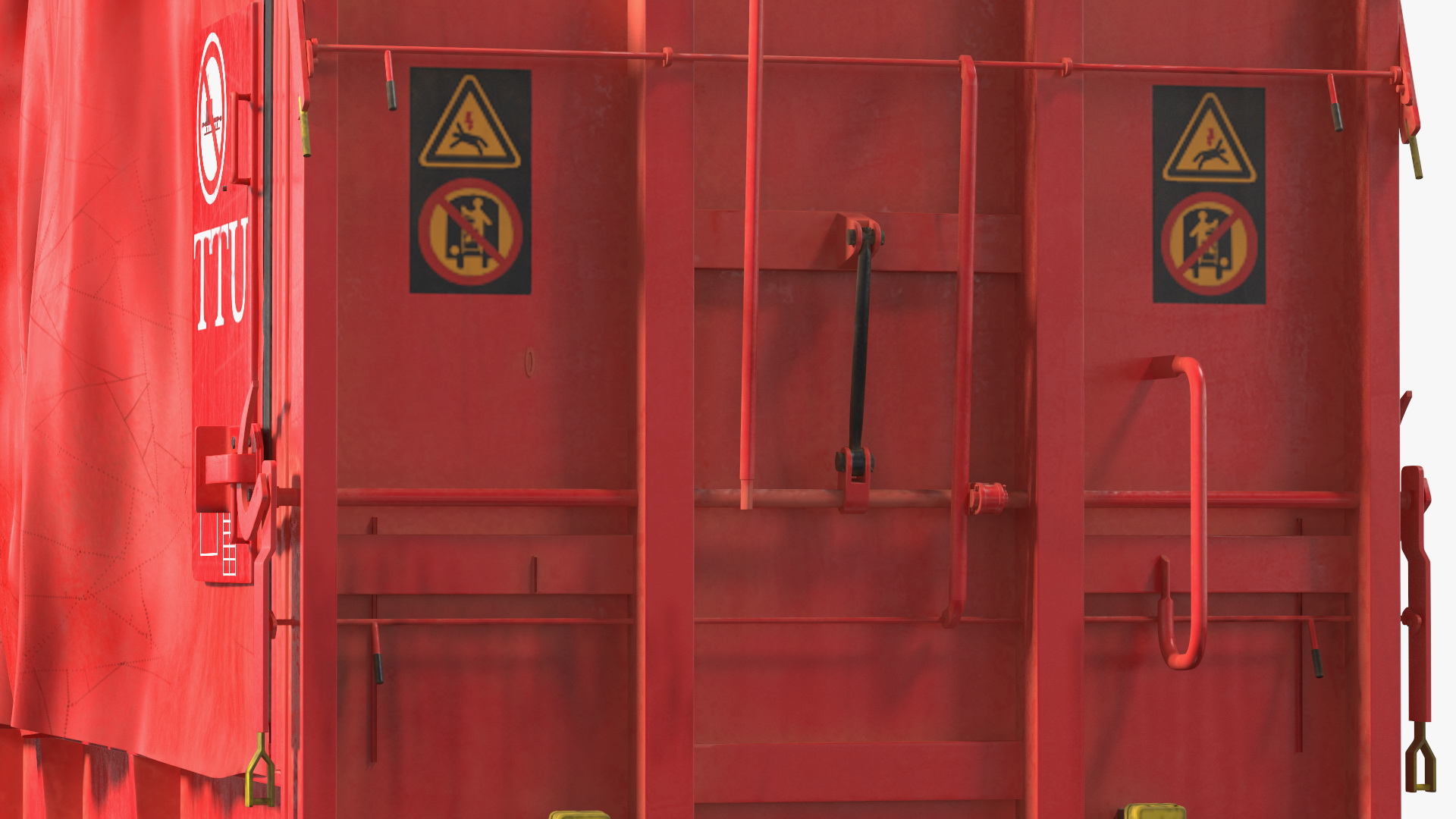 DB Cargo Coil Transporter Tarpaulin Freight Wagon Opened Dirty 3D