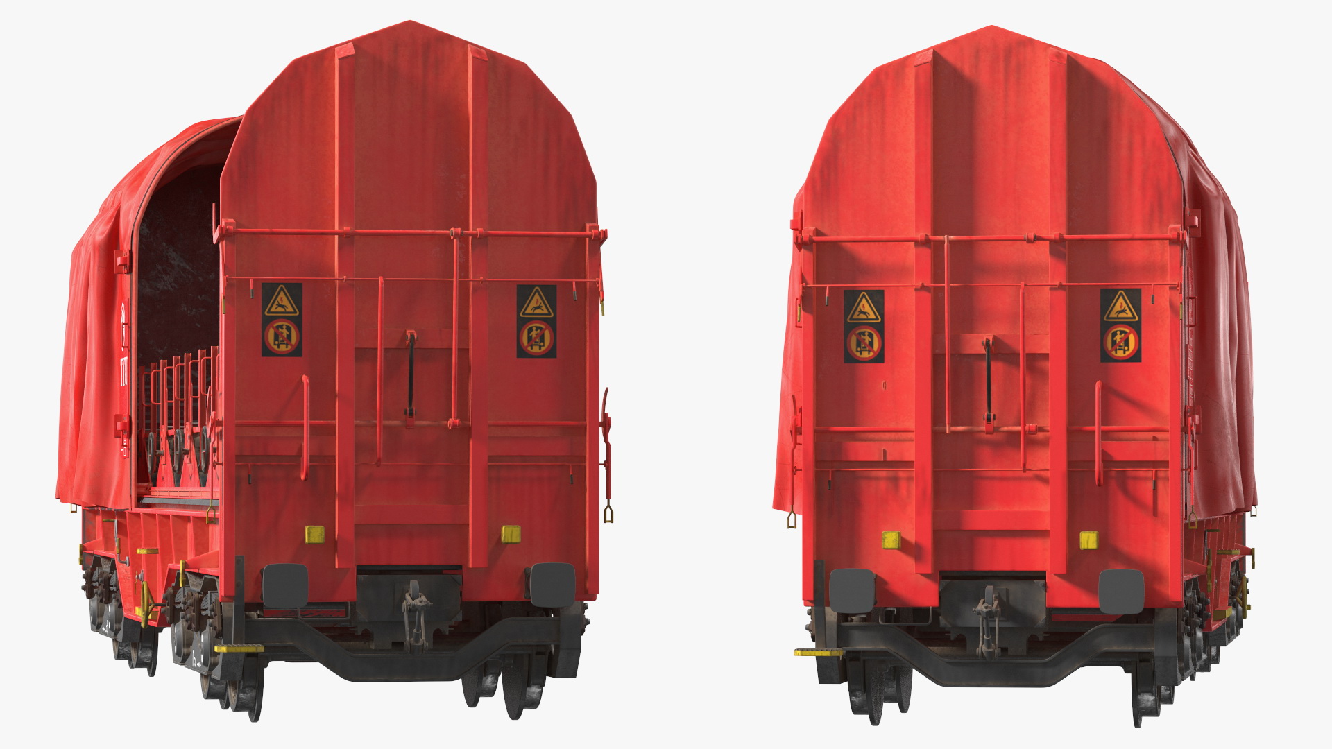 DB Cargo Coil Transporter Tarpaulin Freight Wagon Opened Dirty 3D