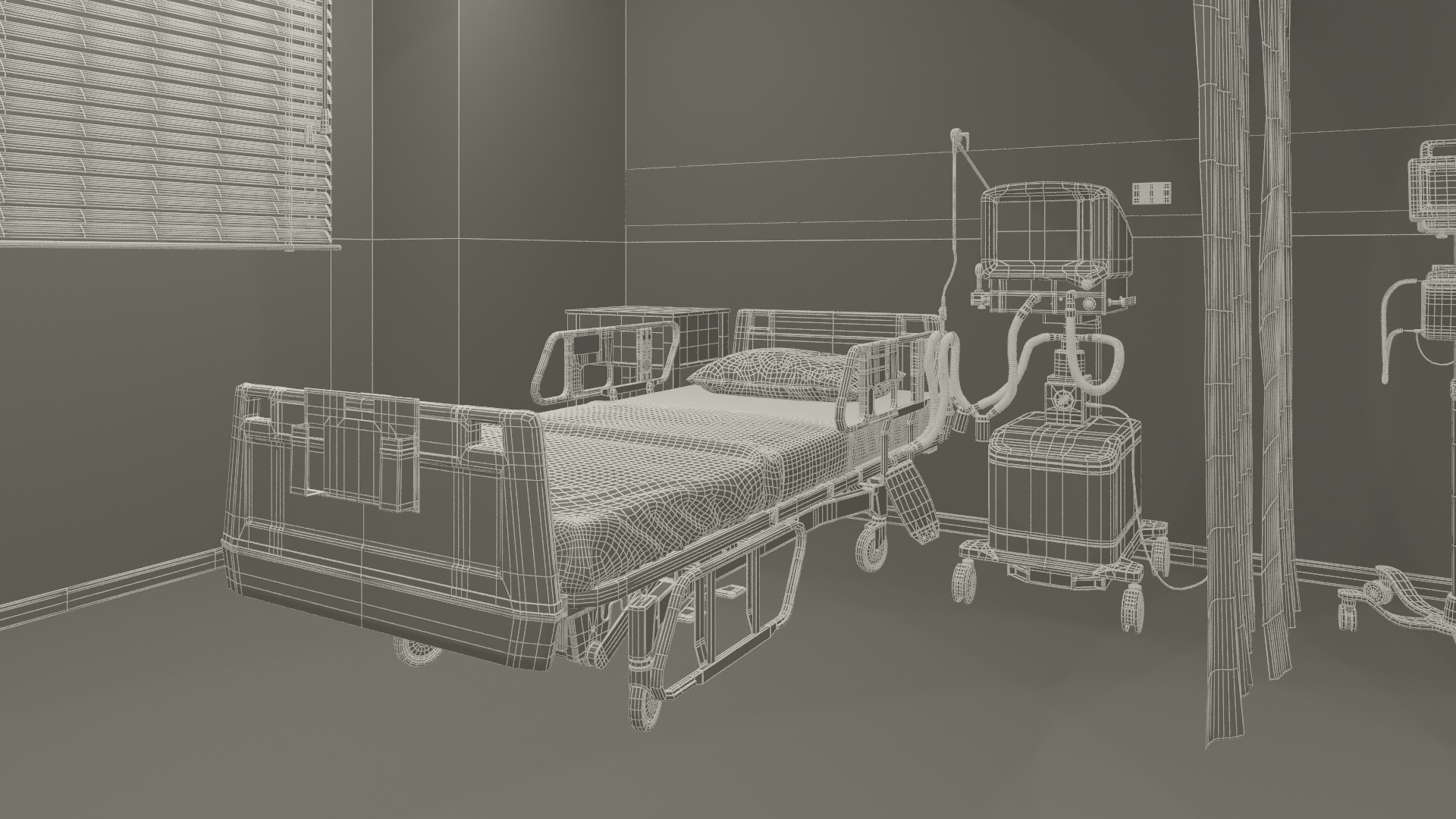Modern Hospital Room with Patient and Doctor 3D model