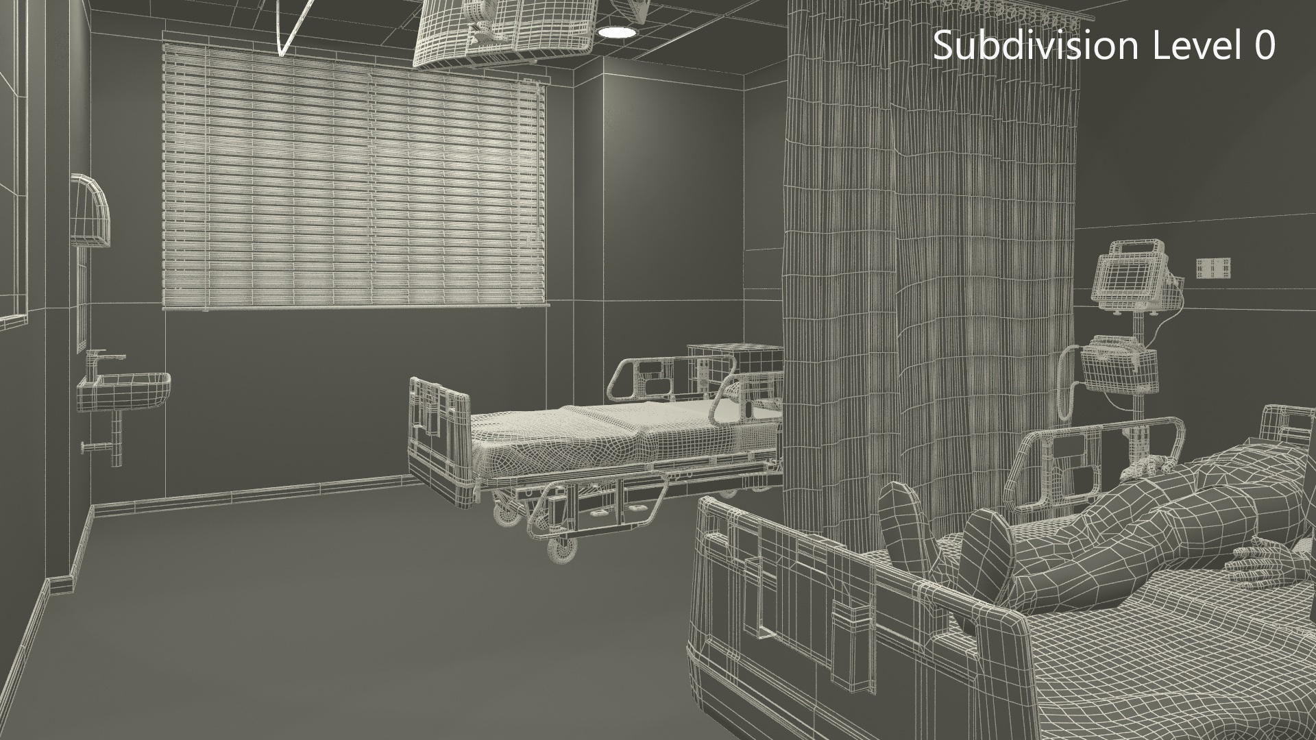 Modern Hospital Room with Patient and Doctor 3D model