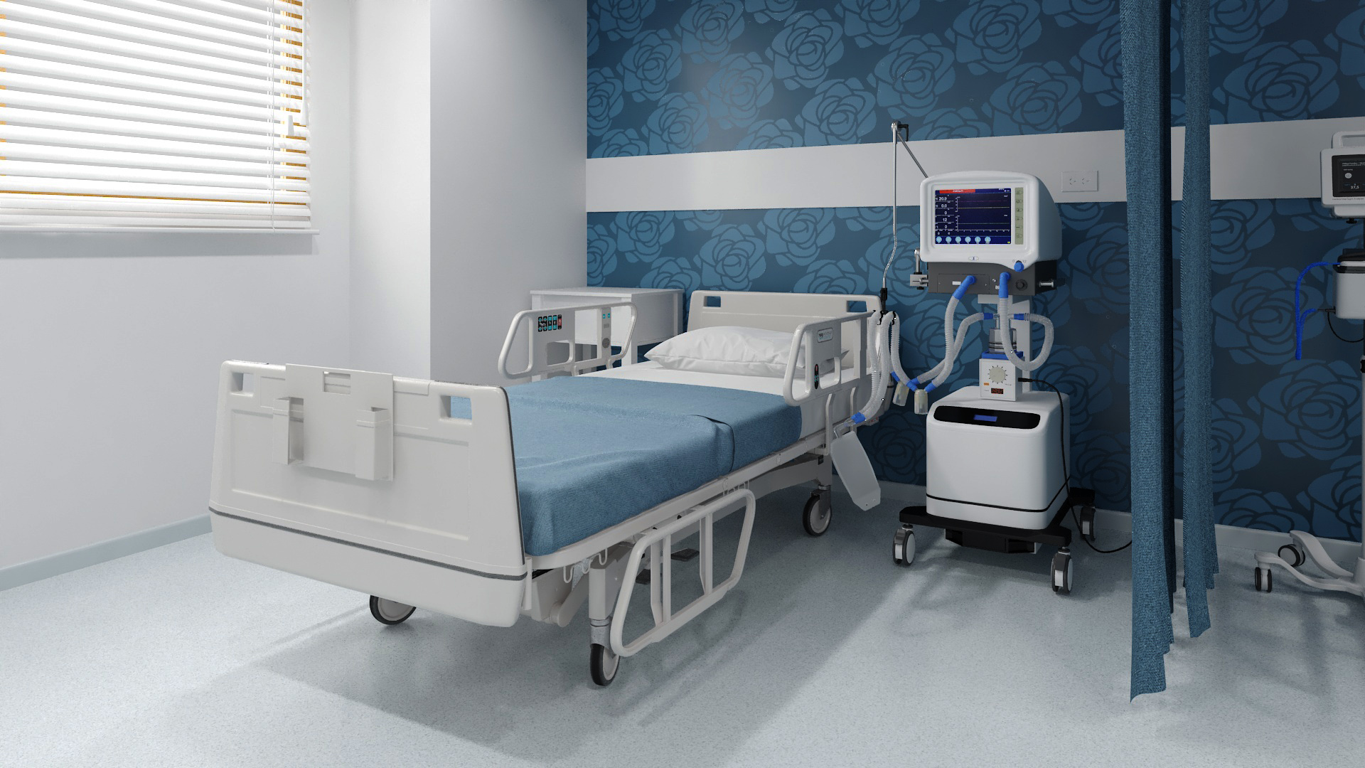 Modern Hospital Room with Patient and Doctor 3D model