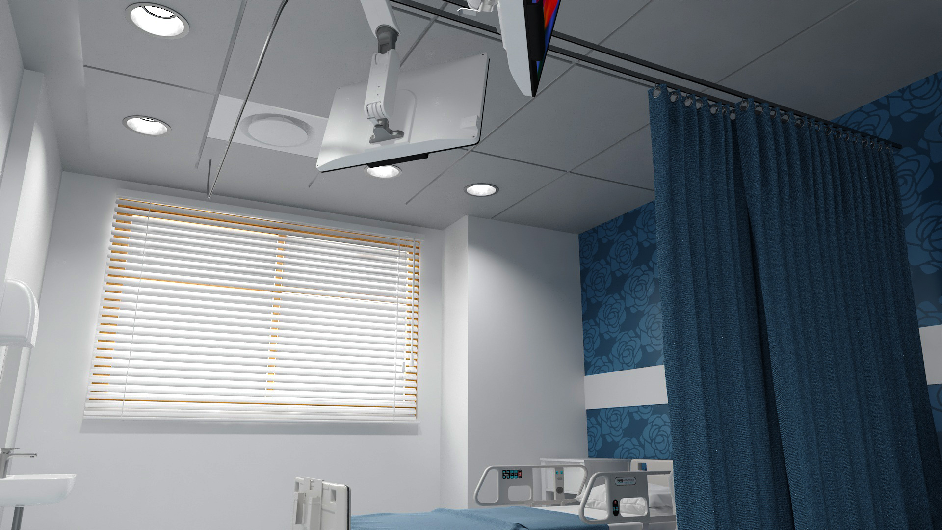 Modern Hospital Room with Patient and Doctor 3D model