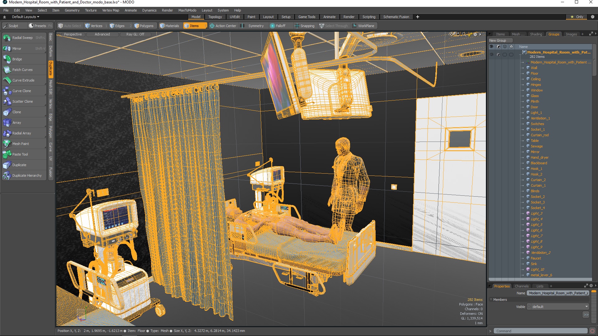 Modern Hospital Room with Patient and Doctor 3D model