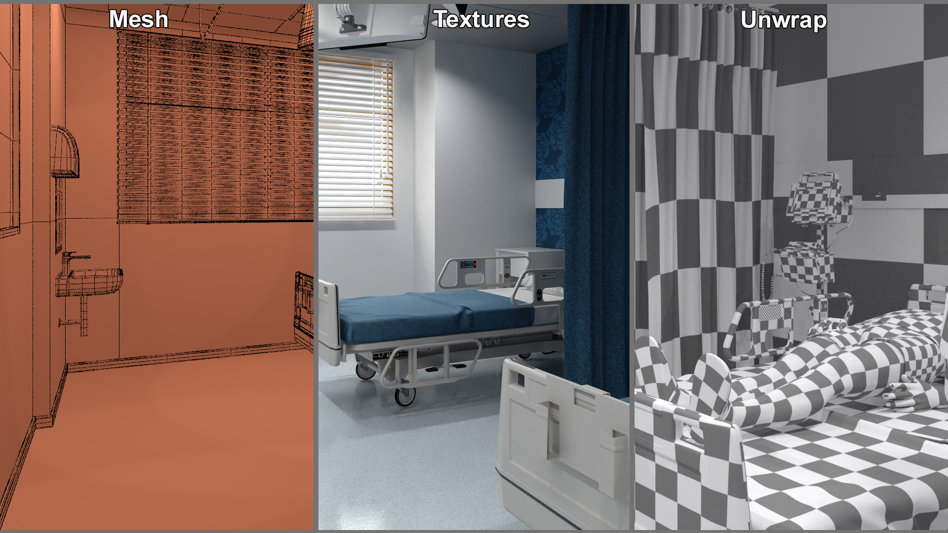 Modern Hospital Room with Patient and Doctor 3D model