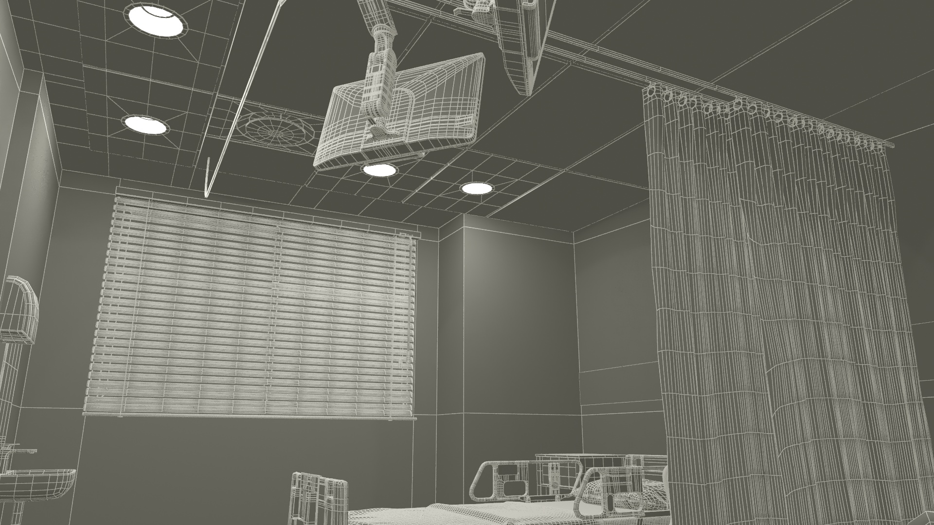 Modern Hospital Room with Patient and Doctor 3D model