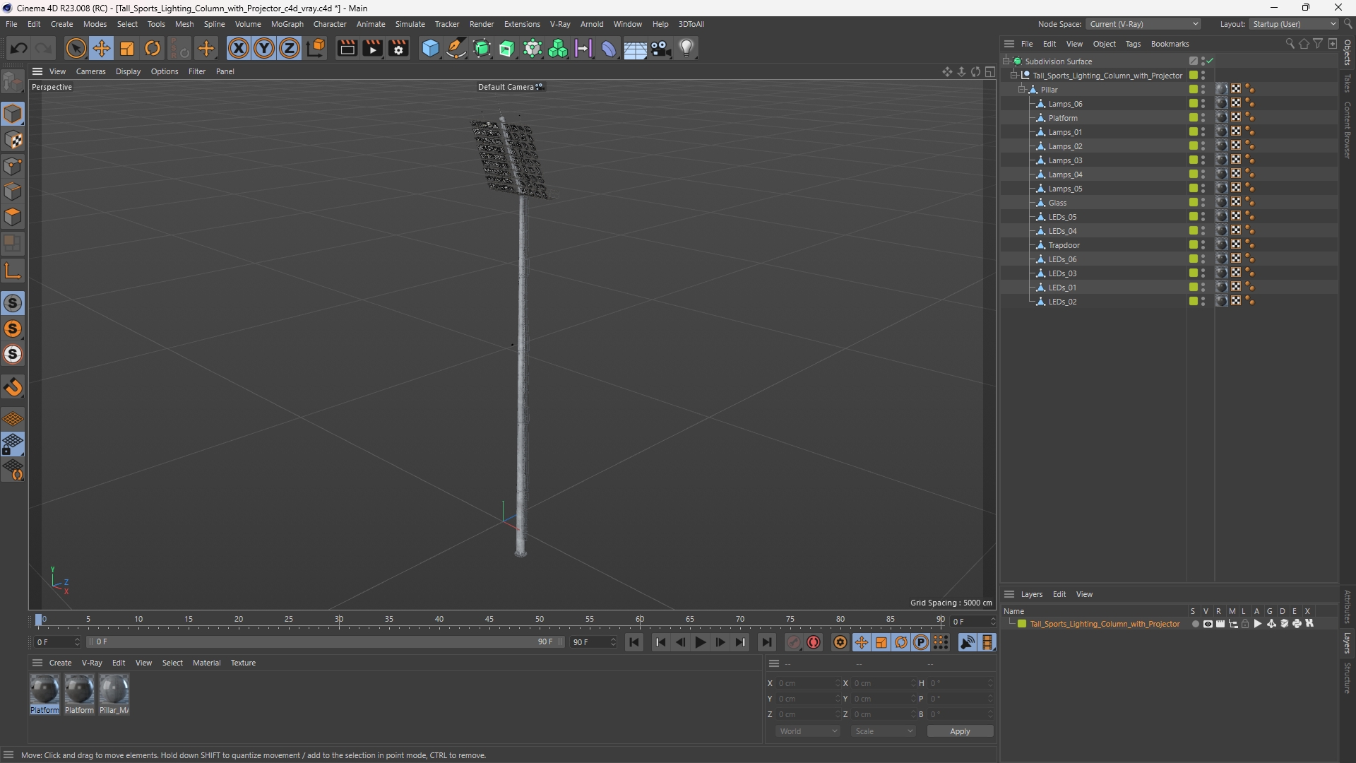Tall Sports Lighting Column with Projector - view 12