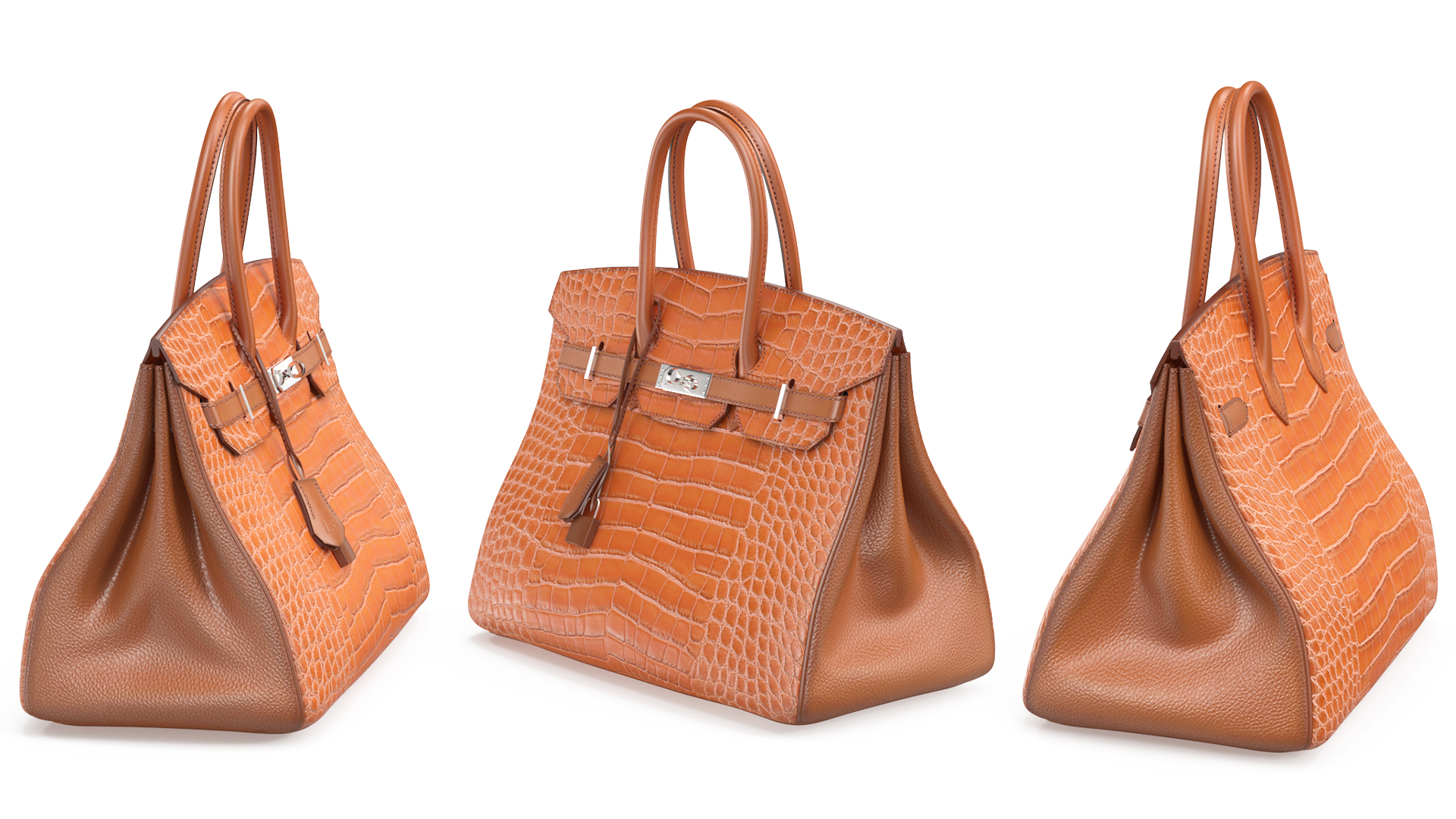 3D Womens Alligator Skin Leather Bag model
