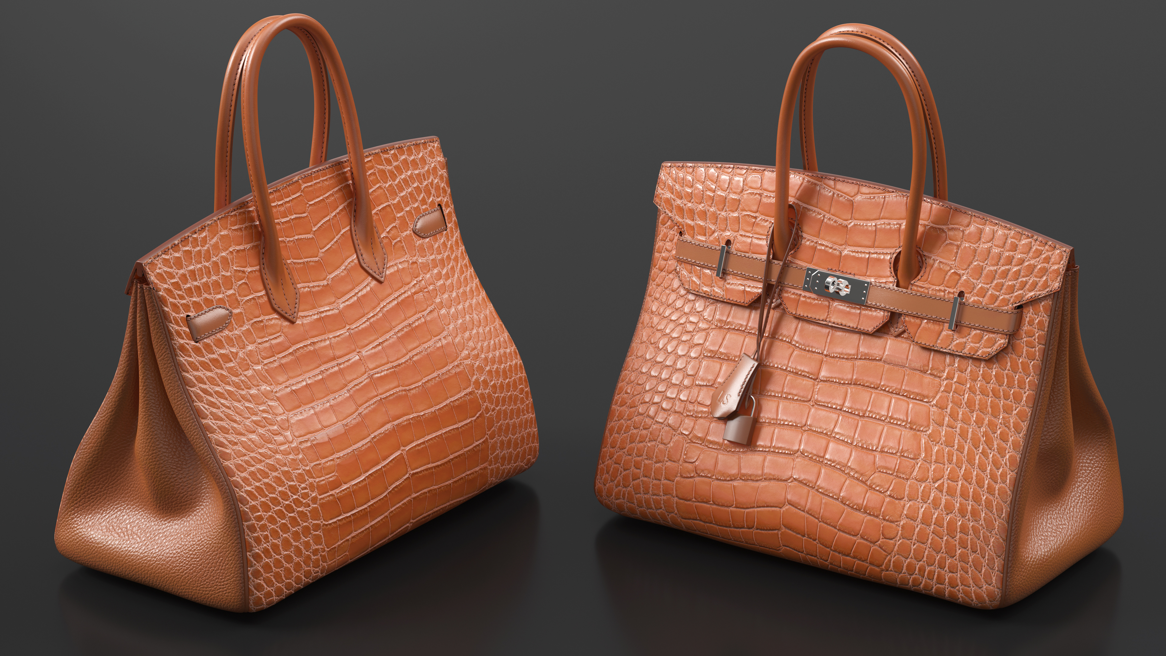 3D Womens Alligator Skin Leather Bag model