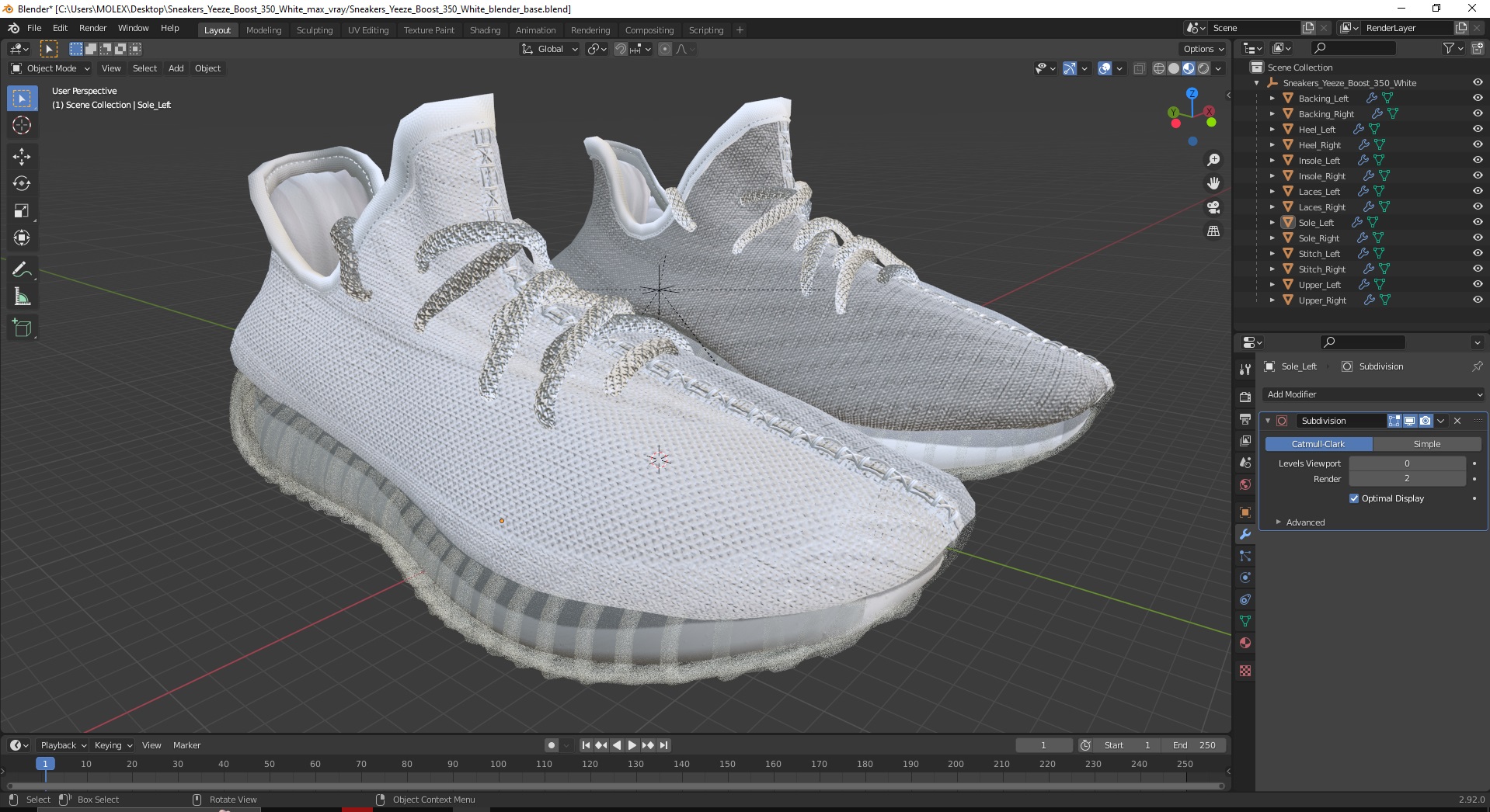 3D model Sneakers Yeeze Boost 350 White