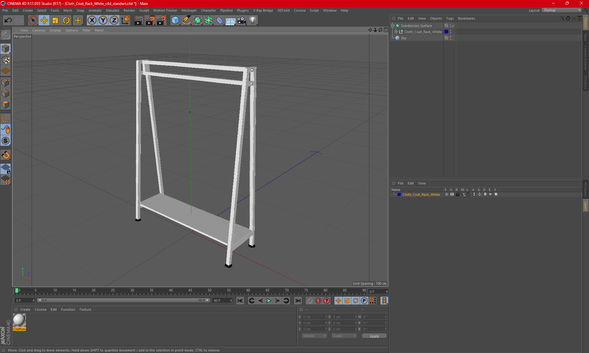 3D Cloth Coat Rack White