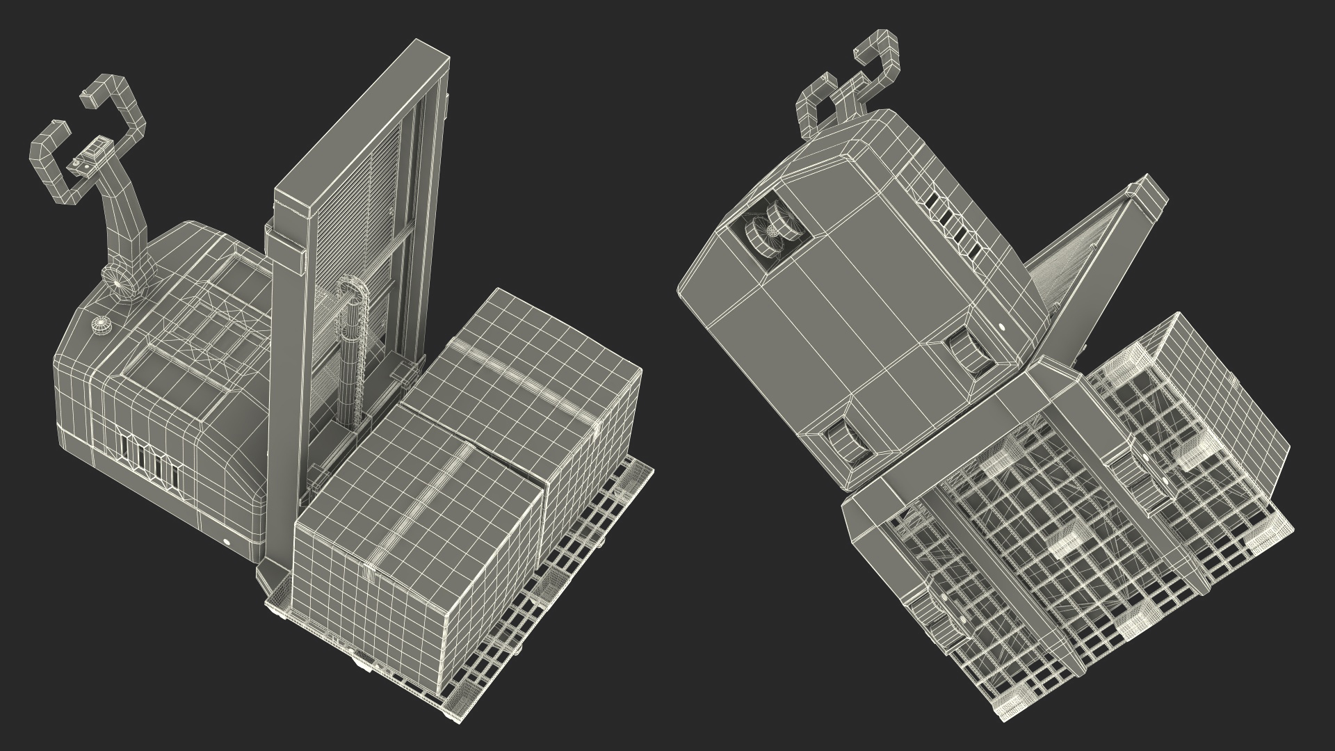 Orange Walkie Pallet Stacker with Boxes 3D model