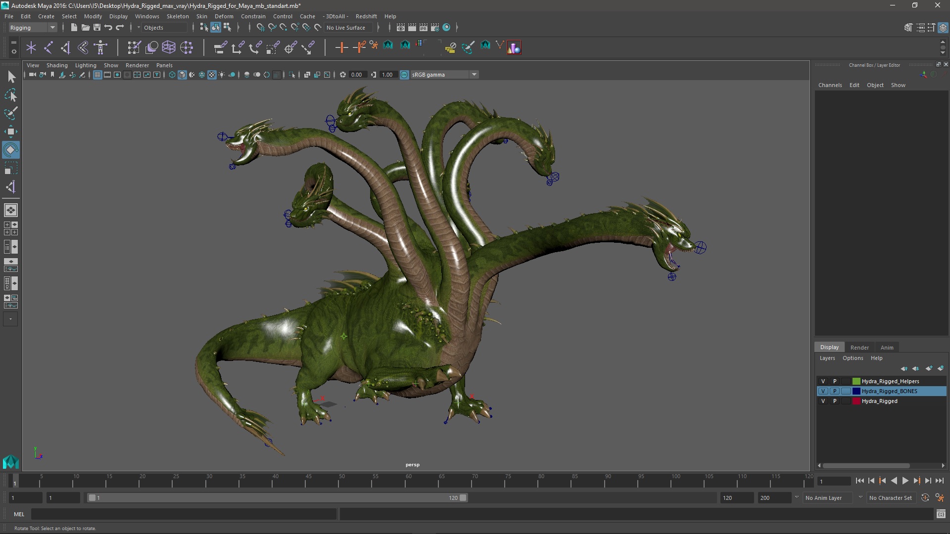 3D Hydra Rigged for Maya