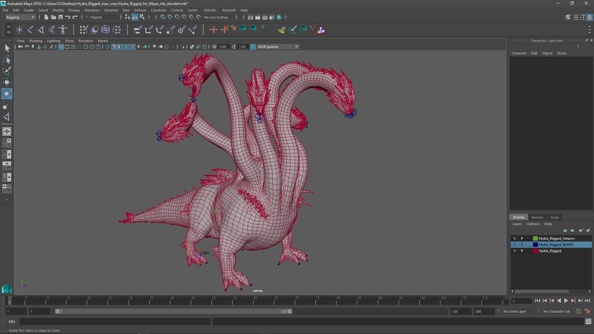 3D Hydra Rigged for Maya