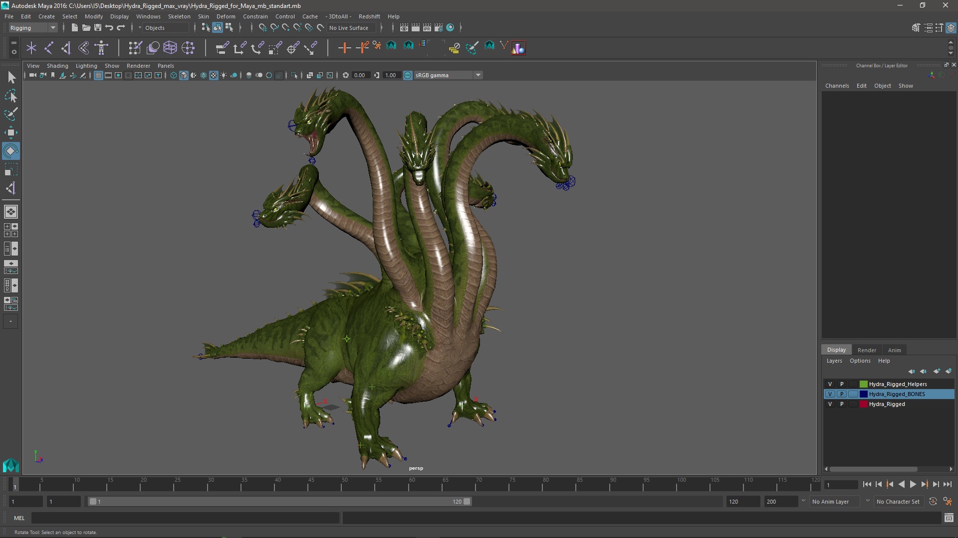 3D Hydra Rigged for Maya