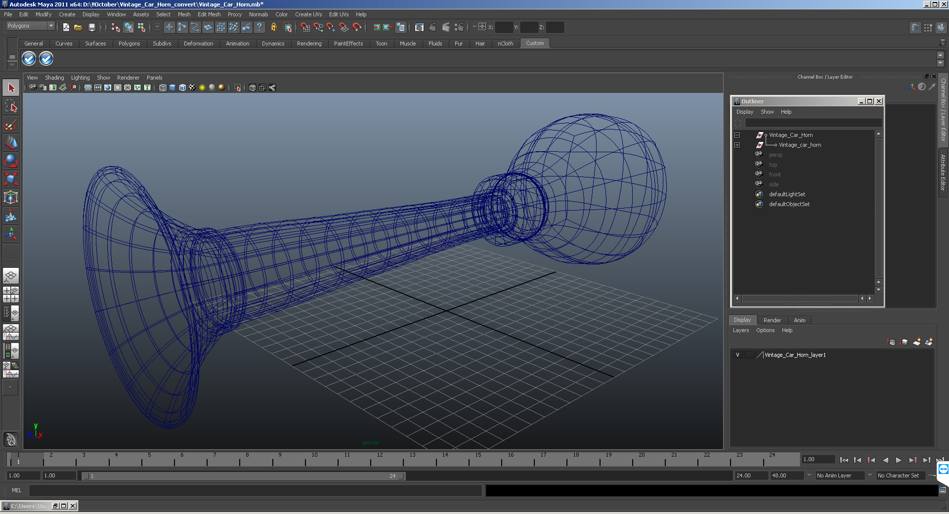 3D Vintage Car Horn