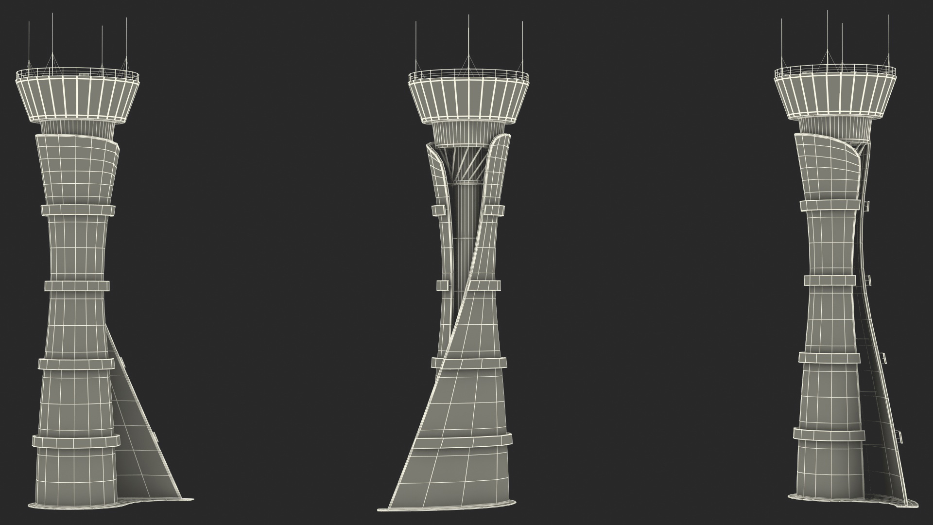3D model Airport Air Traffic Control Tower with Interior Generic