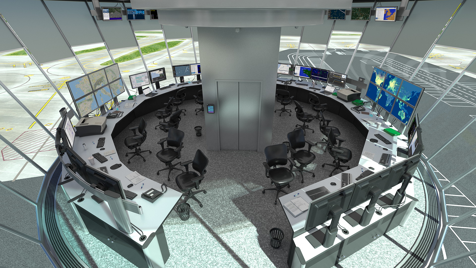 3D model Airport Air Traffic Control Tower with Interior Generic