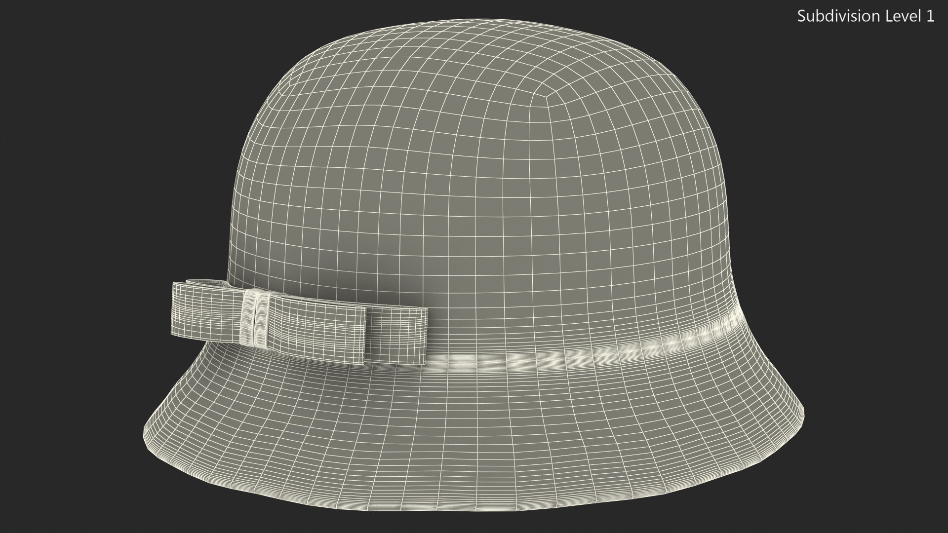 Womens Wool Grey Cloche Hat with Black Bow 3D
