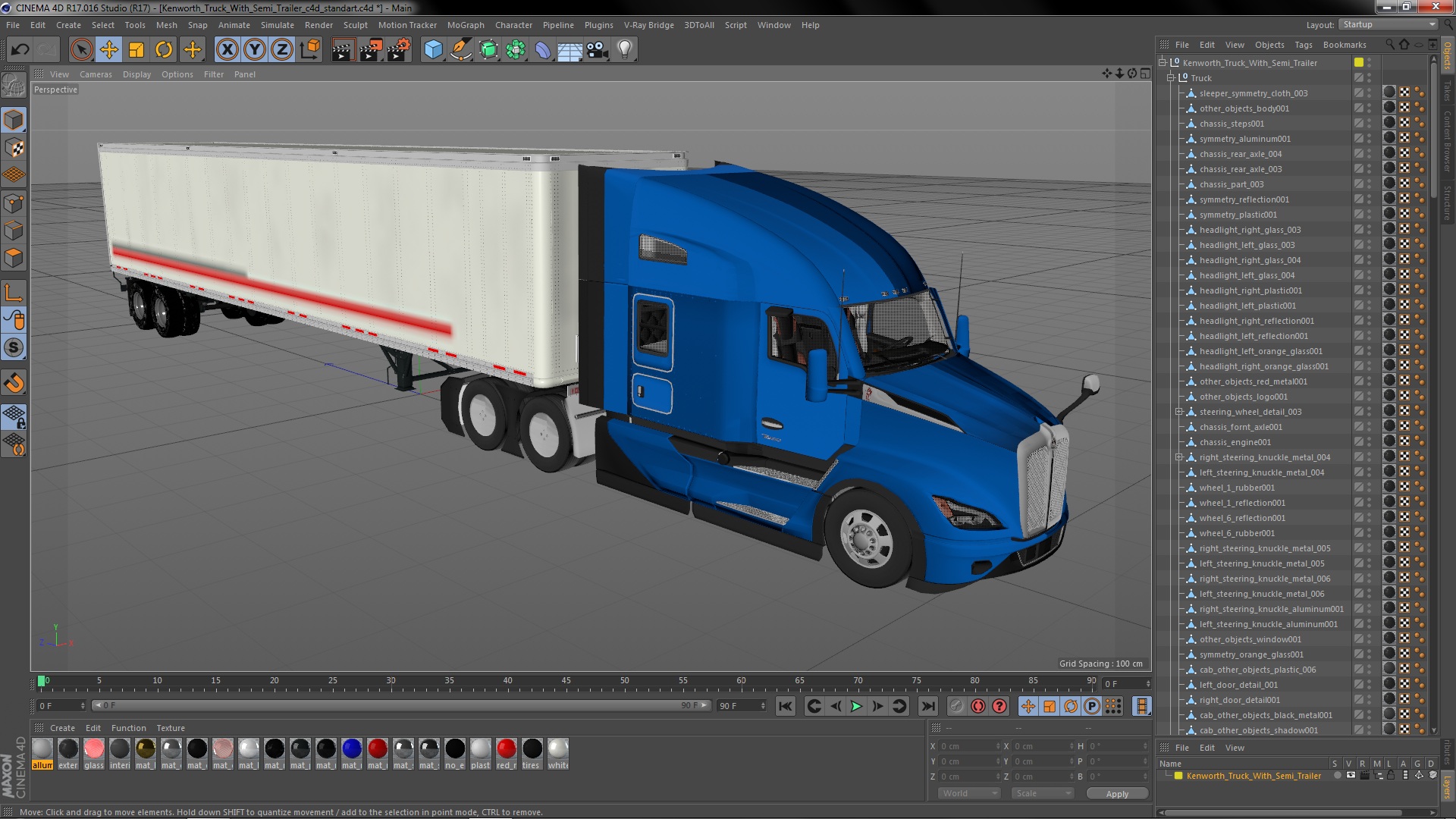 Kenworth Truck With Semi Trailer 3D