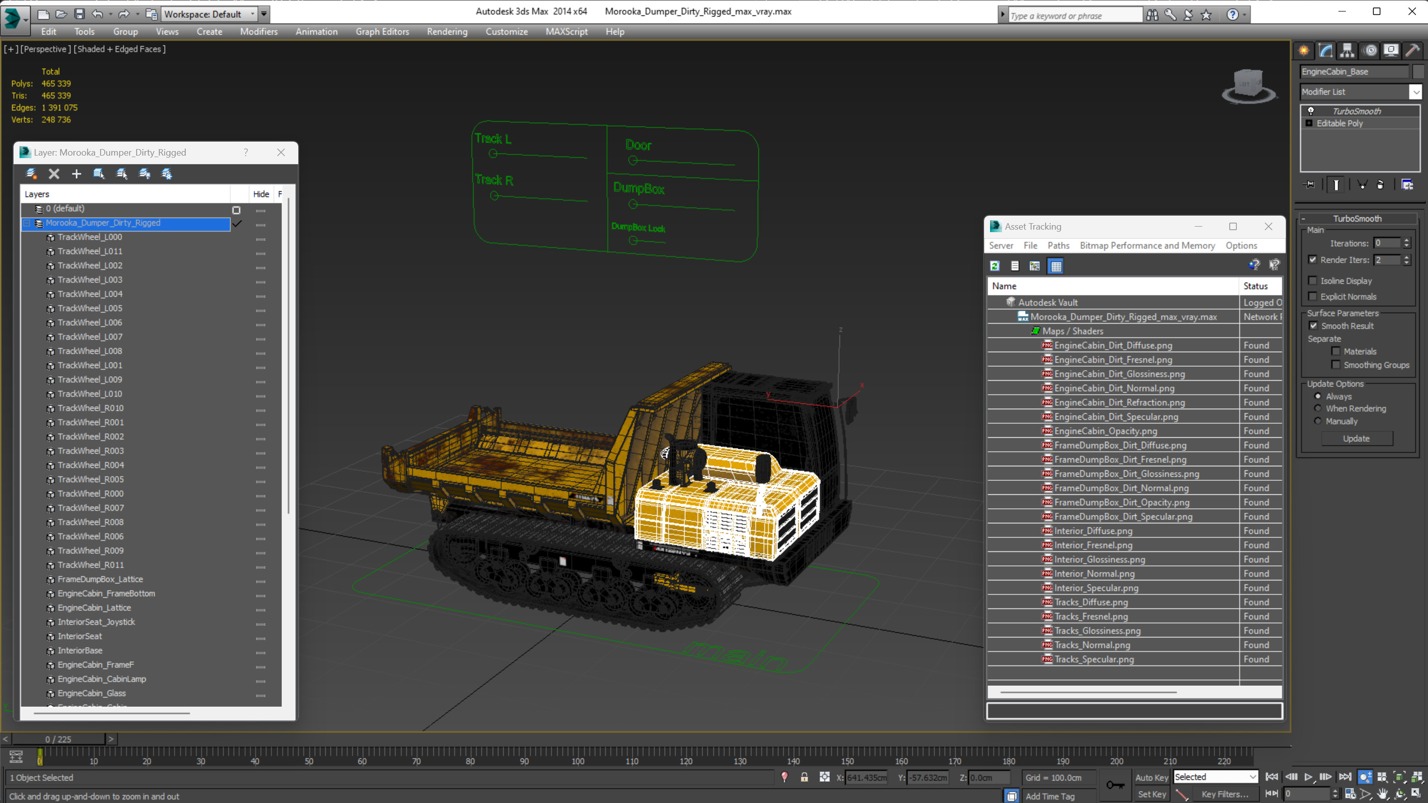 3D Morooka Dumper Dirty Rigged for Cinema 4D