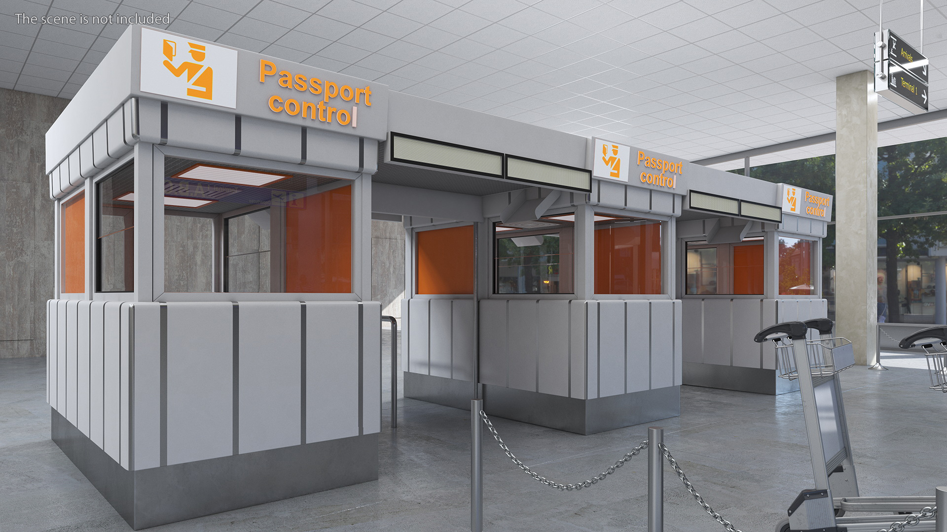 3D Airport Passport Control Counter White model
