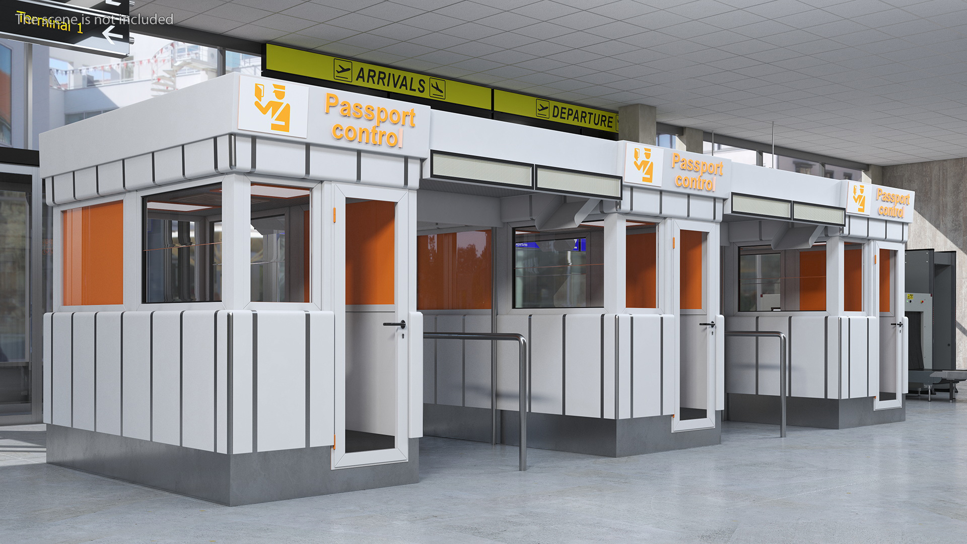 3D Airport Passport Control Counter White model