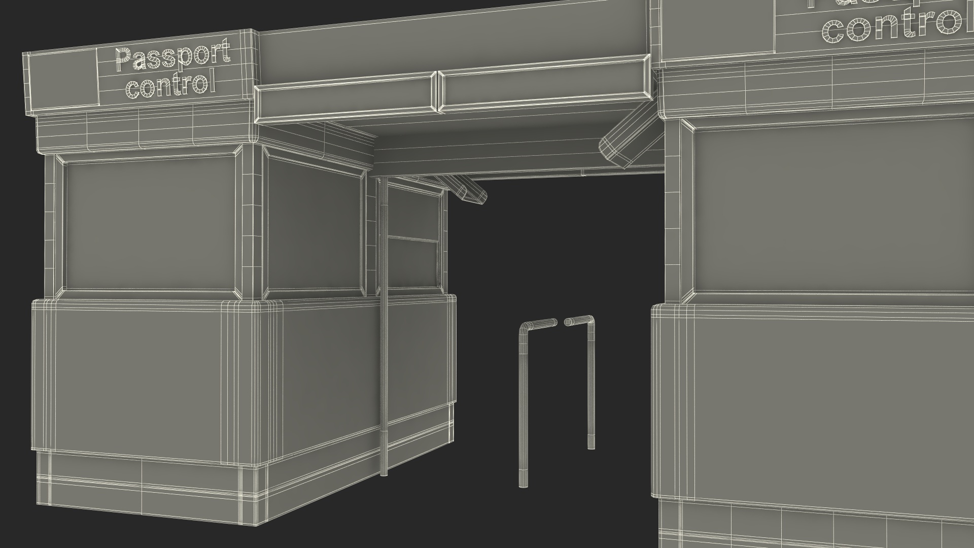 3D Airport Passport Control Counter White model