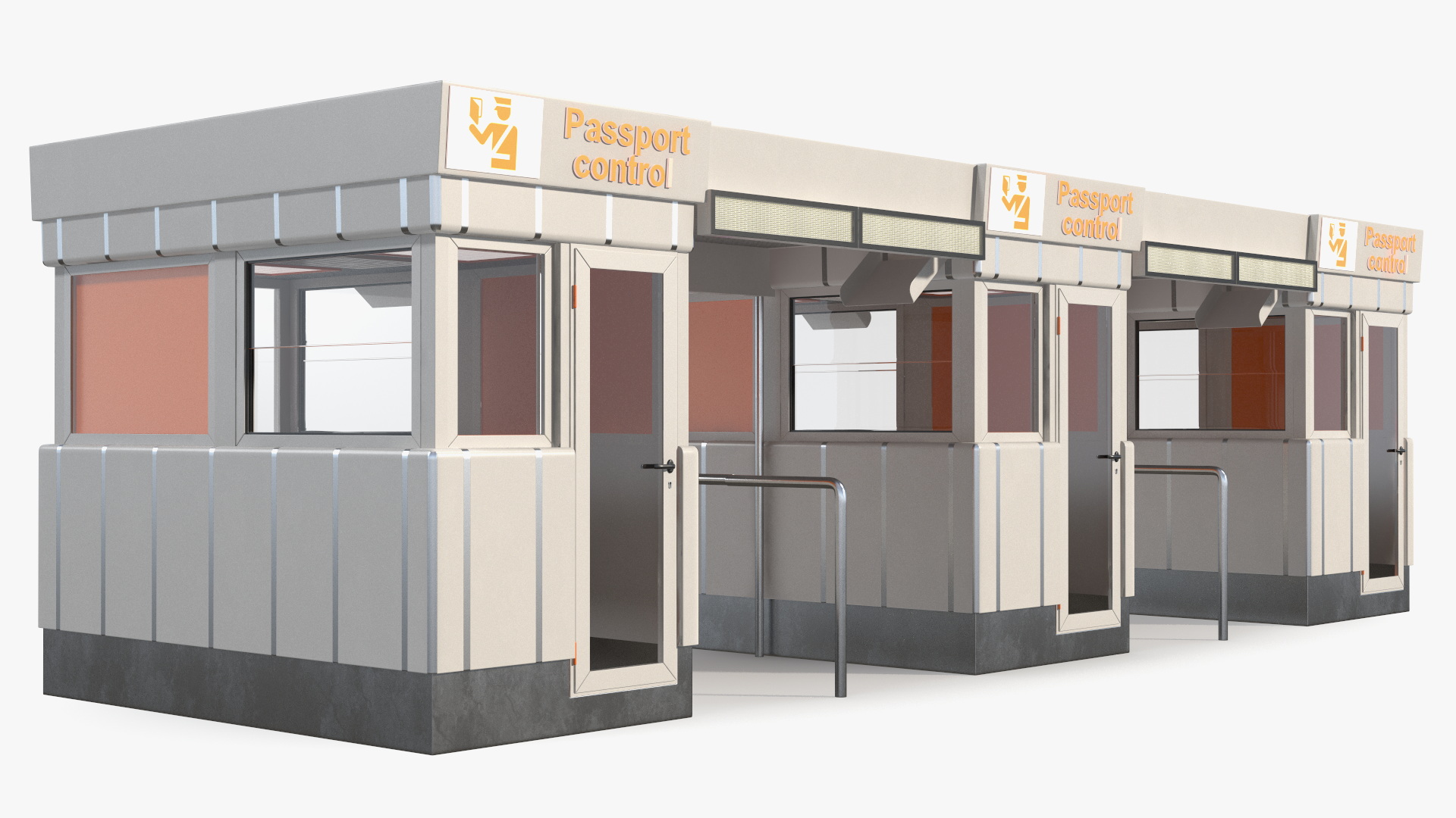 3D Airport Passport Control Counter White model