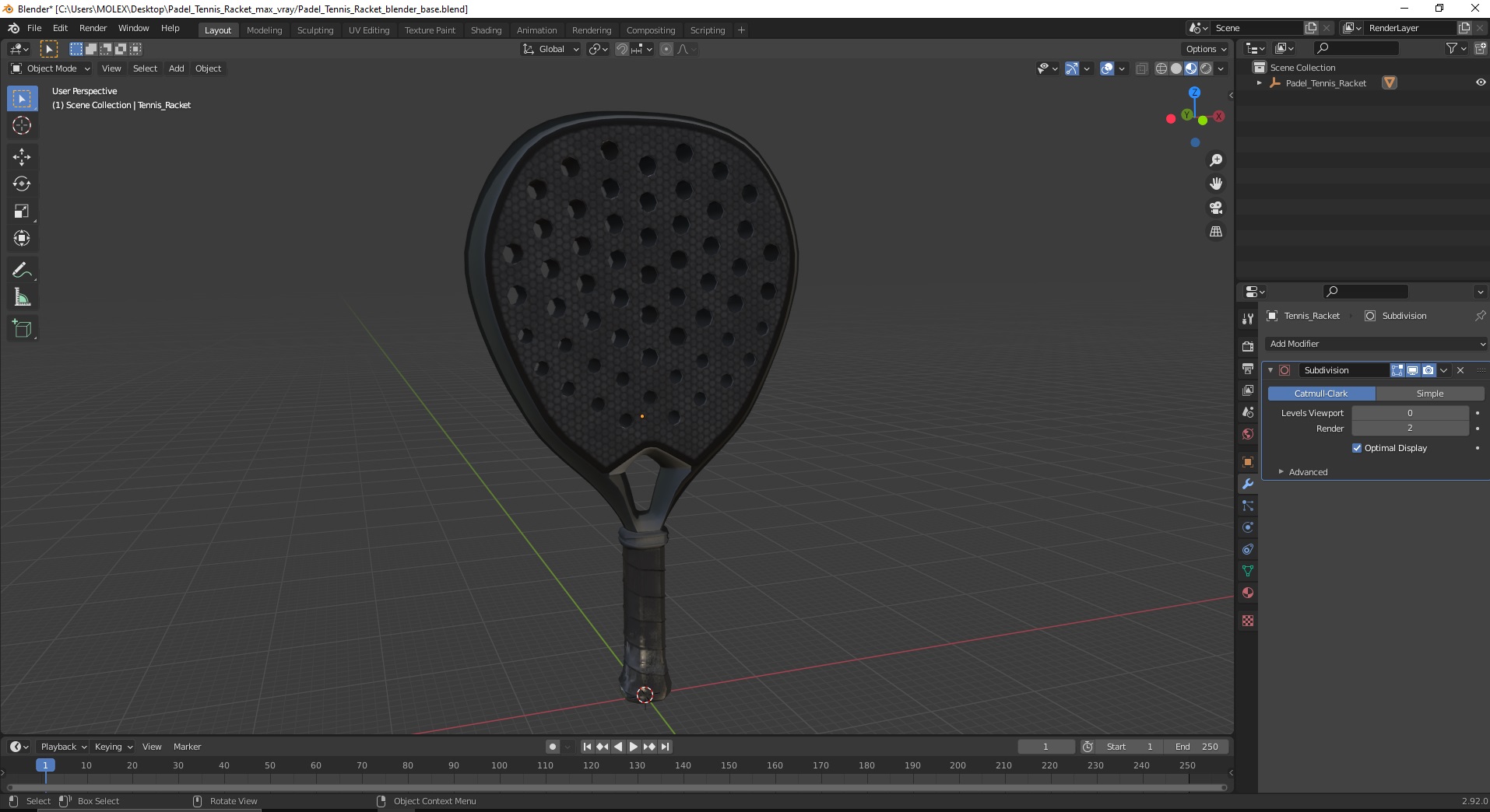Padel Tennis Racket 3D model