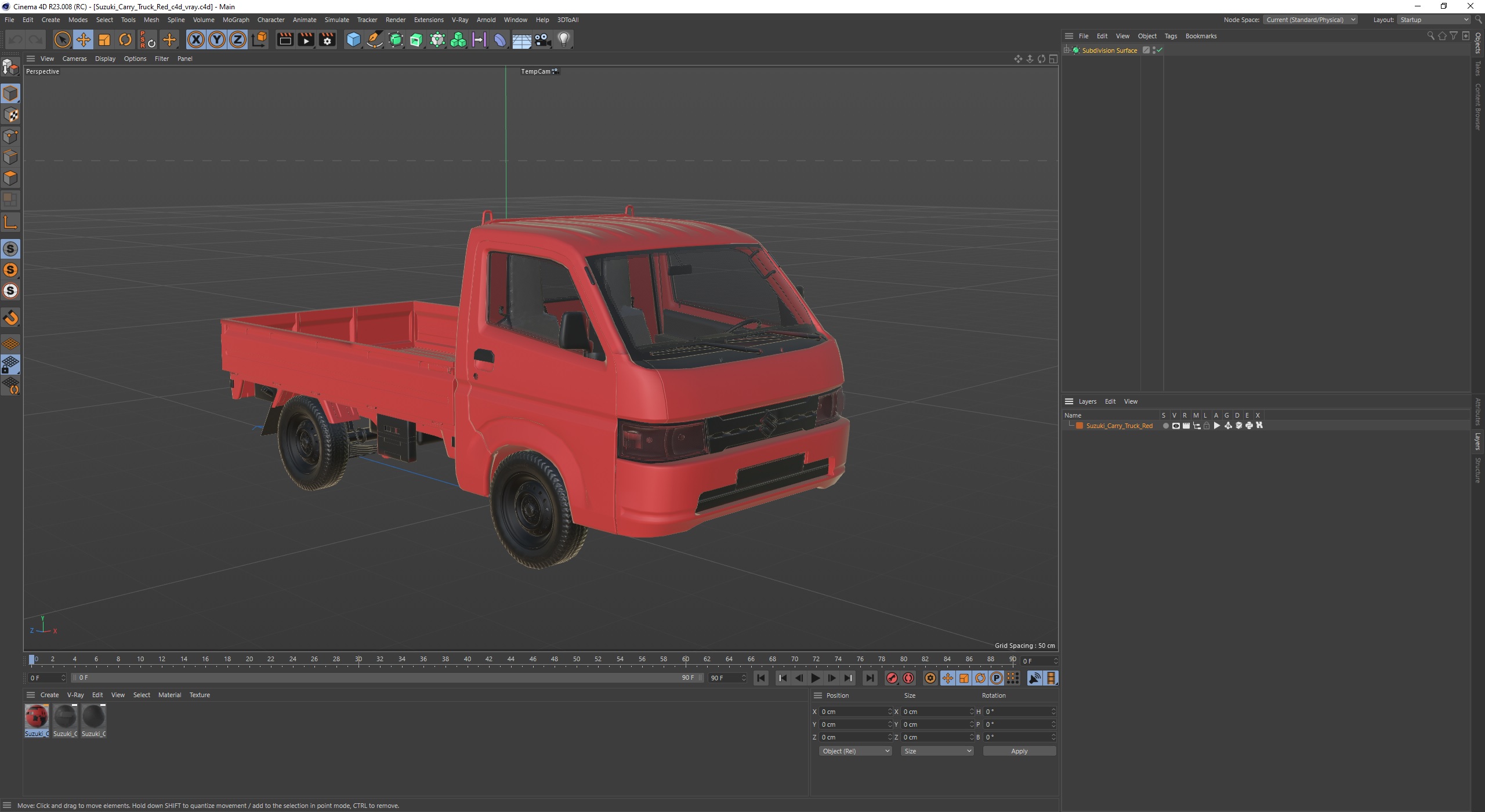 Suzuki Carry Truck Red 3D