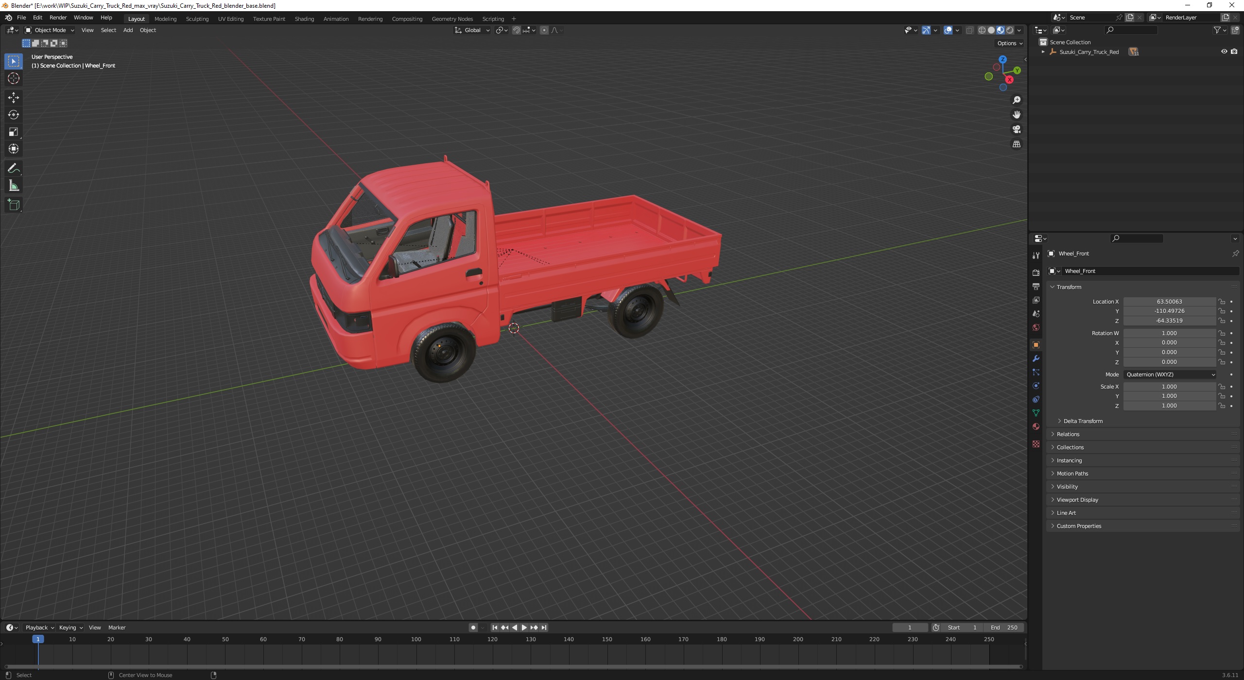 Suzuki Carry Truck Red 3D