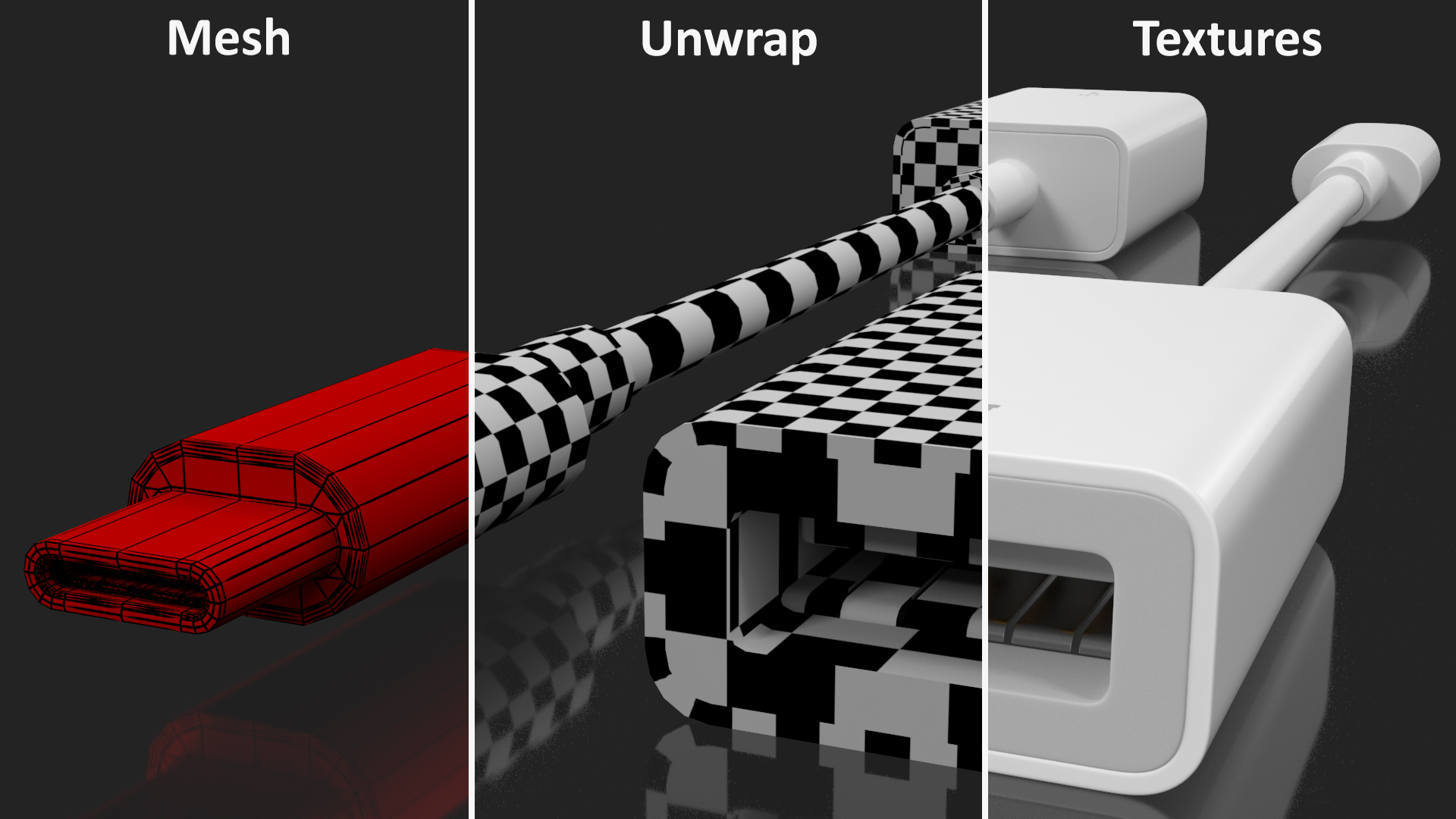 USB Type C to USB Type A Adapter 3D