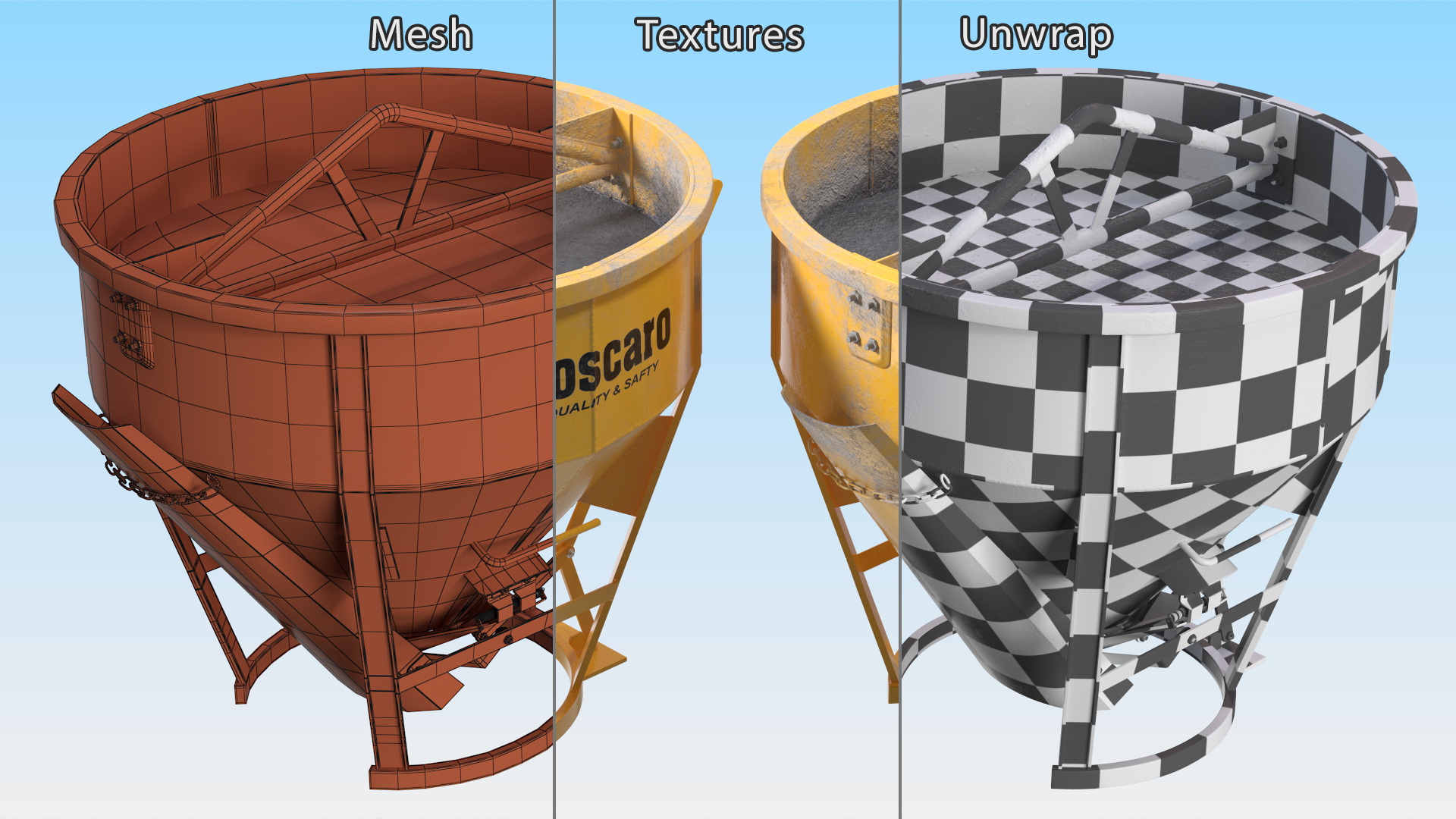 Concrete Bucket with Mortar Cement 3D model