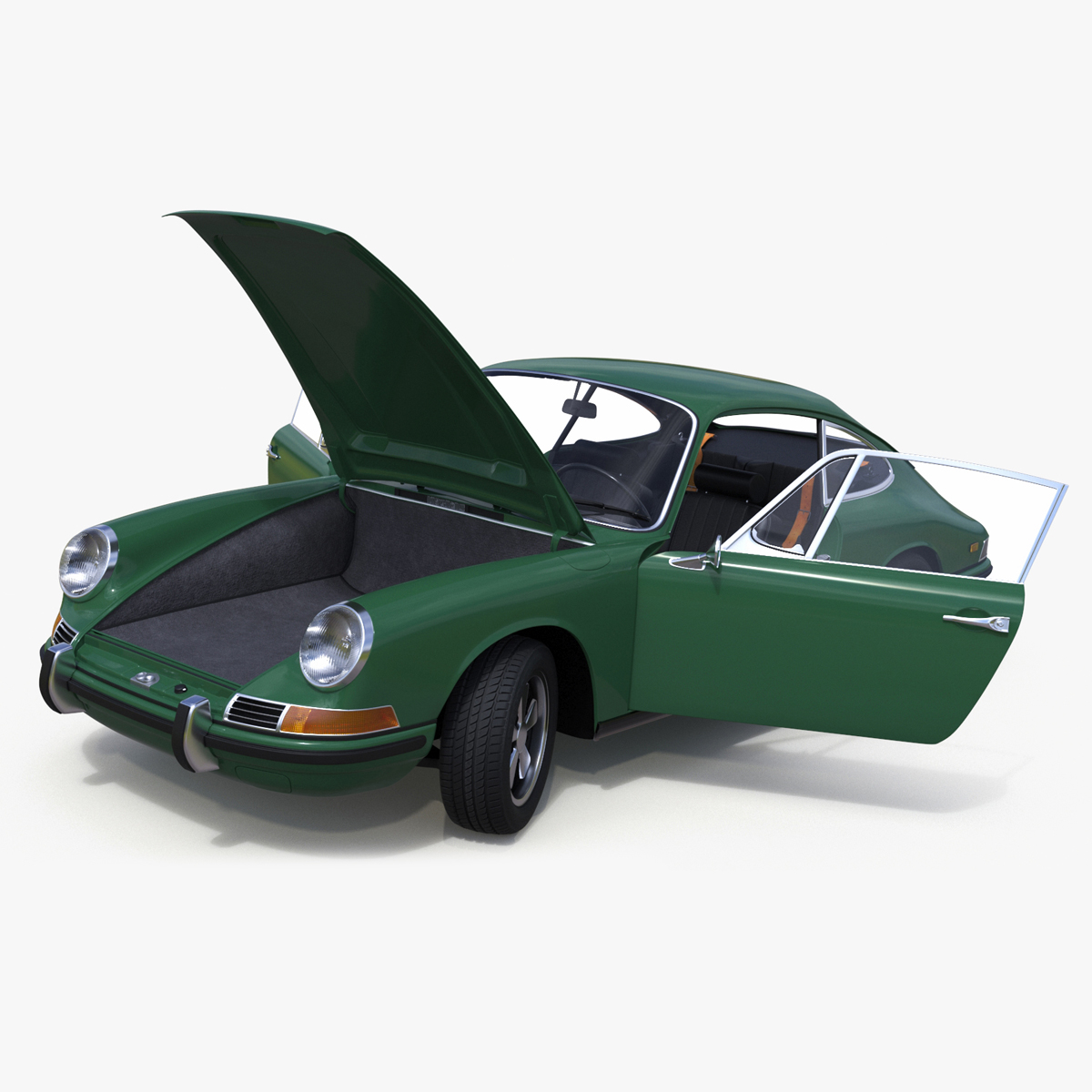 Retro Coupe Sport Car Rigged for Maya 3D
