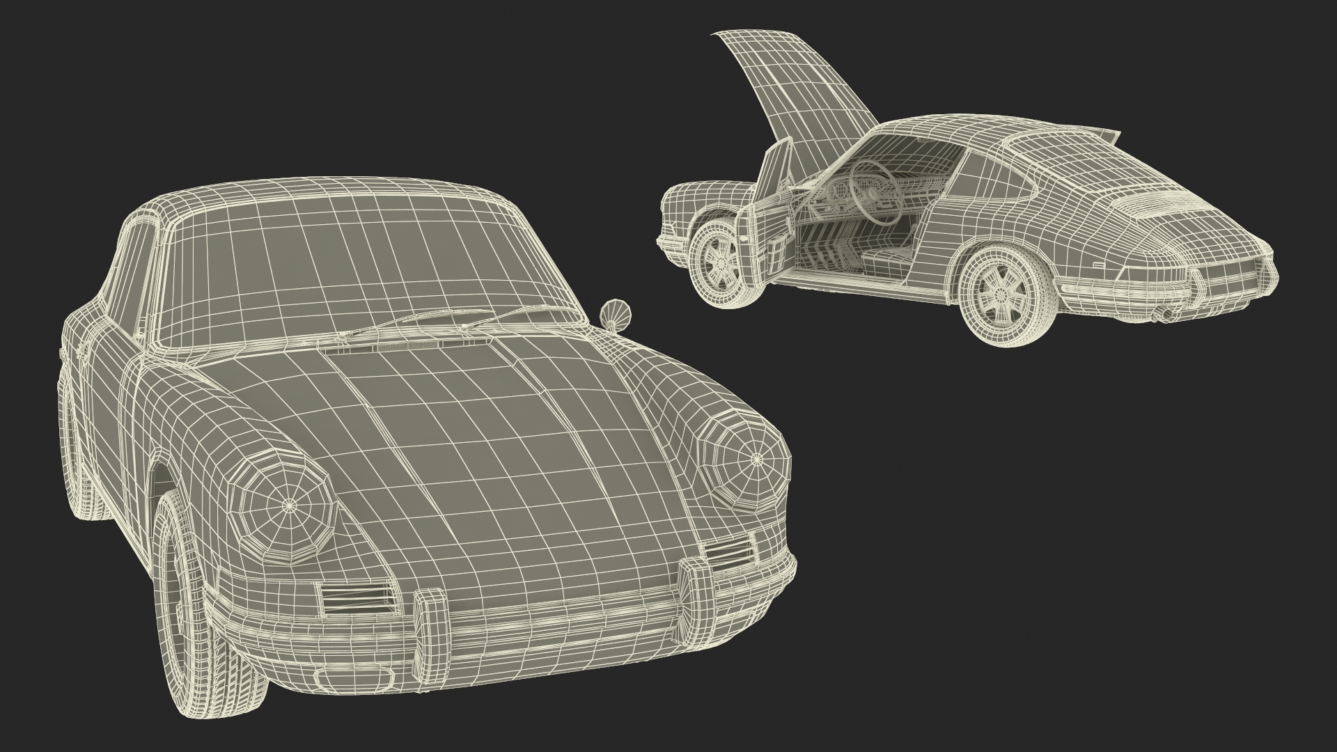Retro Coupe Sport Car Rigged for Maya 3D