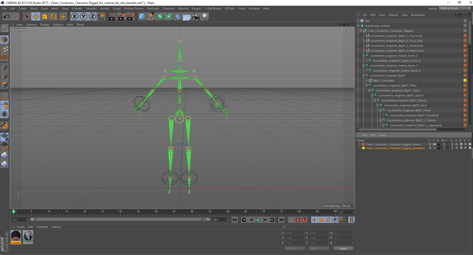3D Train Conductor Character Rigged for Cinema 4D